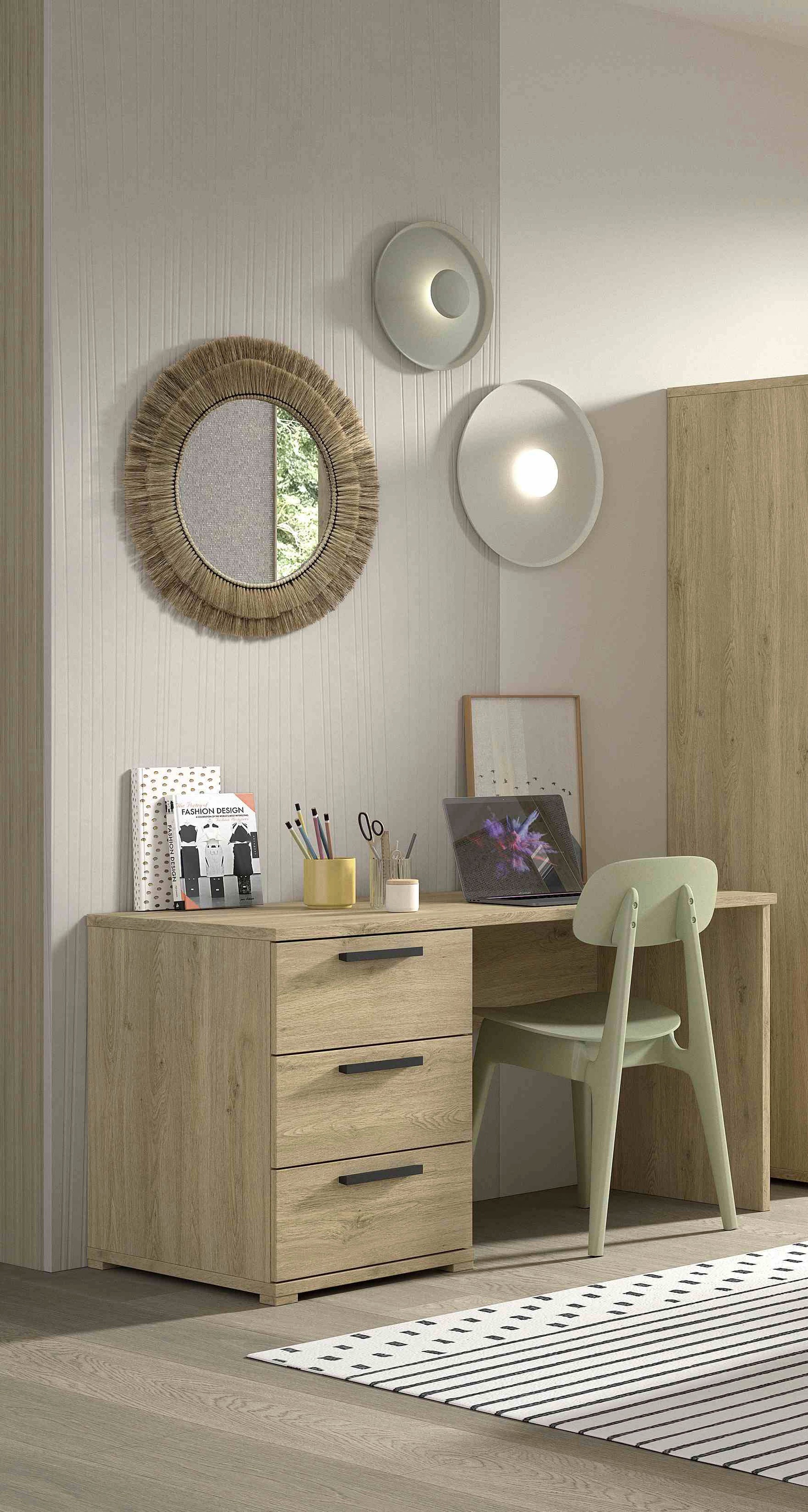 Vipack Schreibtisch »SAM mit pflegeleichter Melamin Oberfläche universell einsetzbar« (B/H/T ca.: 140x74,4x65,2 cm) mit 3 geräumigen Schubladen,  großer Arbeitsbereich (140x65 cm), Ausf. In wohnlichem Eiche Dekor