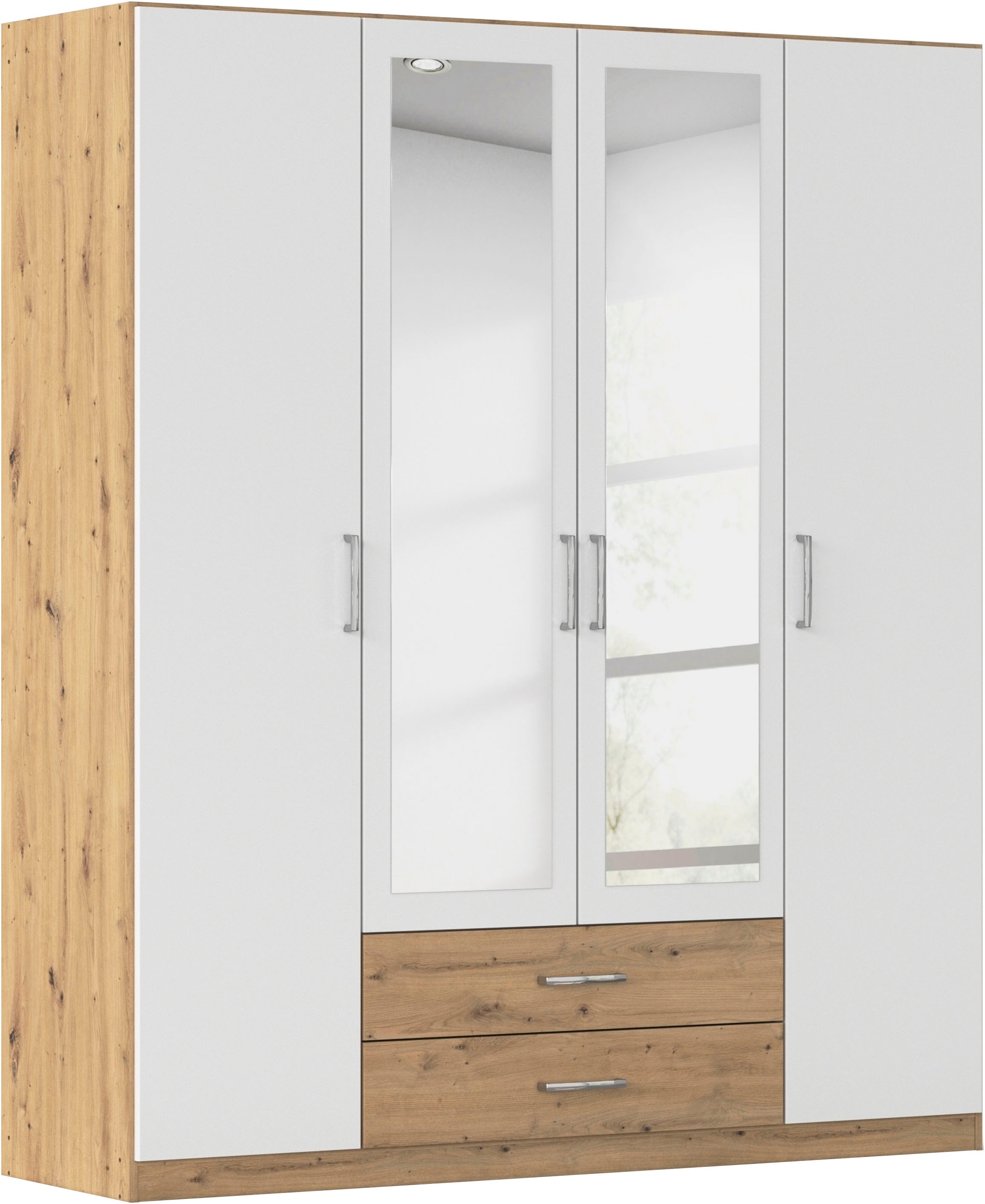 rauch Kleiderschrank "Schrank Garderobe Ankleide GAMMA Breiten 91/136/181/226/271/315/360 cm" in 3 Ausstattungen BASIC/CLASSIC/PREMIUM (inkl. SOFT-CLOSE-Funktion), verschiedene Griff-Varianten, mit Spiegel TOPSELLER MADE IN GERMANY