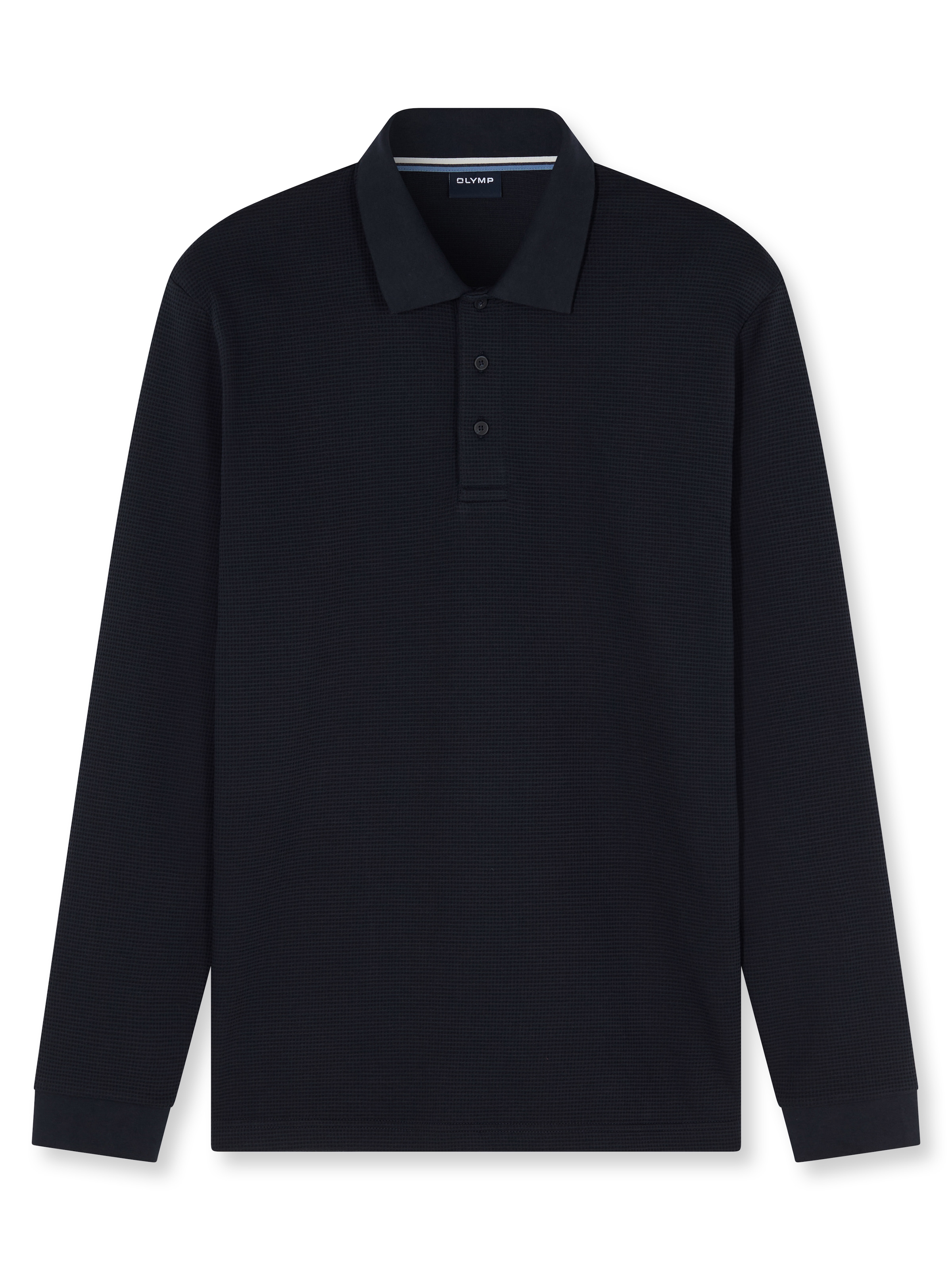 OLYMP Langarm-Poloshirt "Casual" in Waffel-Struktur, regular fit