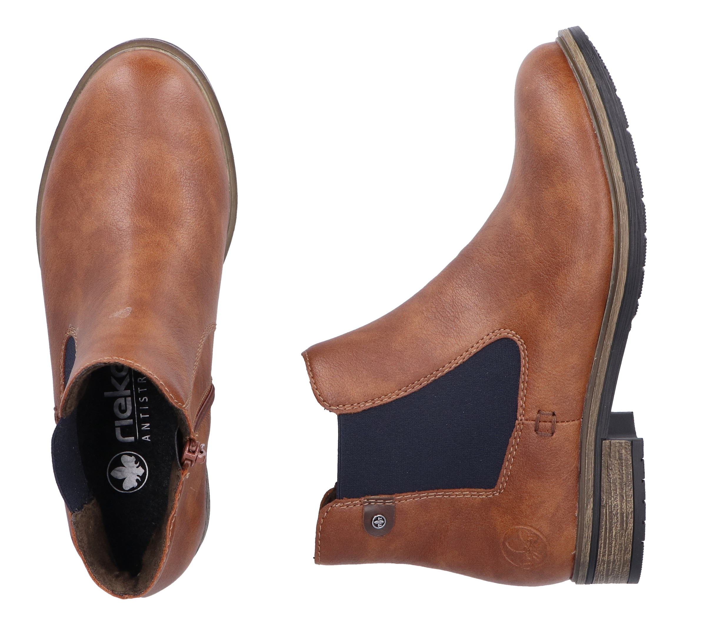 Rieker Chelseaboots, Schlupfboots, Stiefelette, Blockabsatz, mit wärmendem Textilfutter