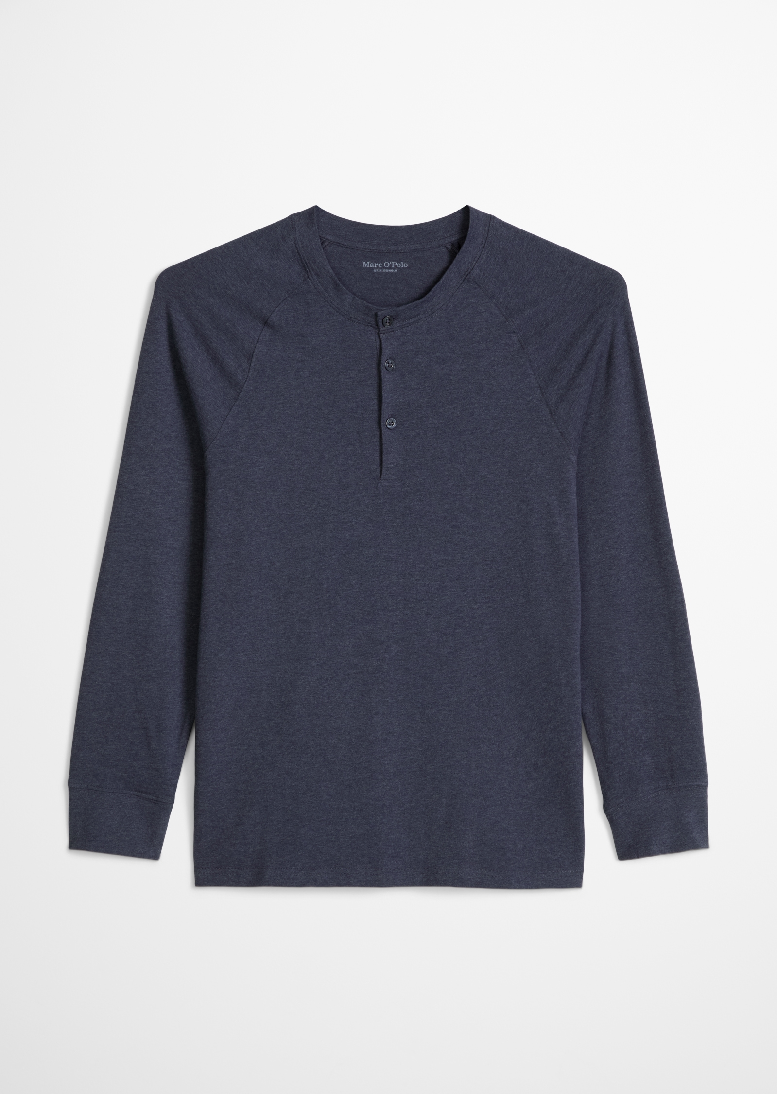 Marc O'Polo Langarmshirt mit Rundhals und Knopfleiste, lässige Passform