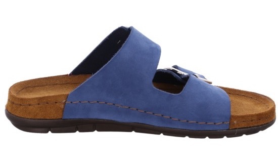 Hausschuh ROHDE "Rohde Pantoletten Nubukleder", Damen, Gr. 42, blau, Nubukleder, Schuhe Hausschuh 3
