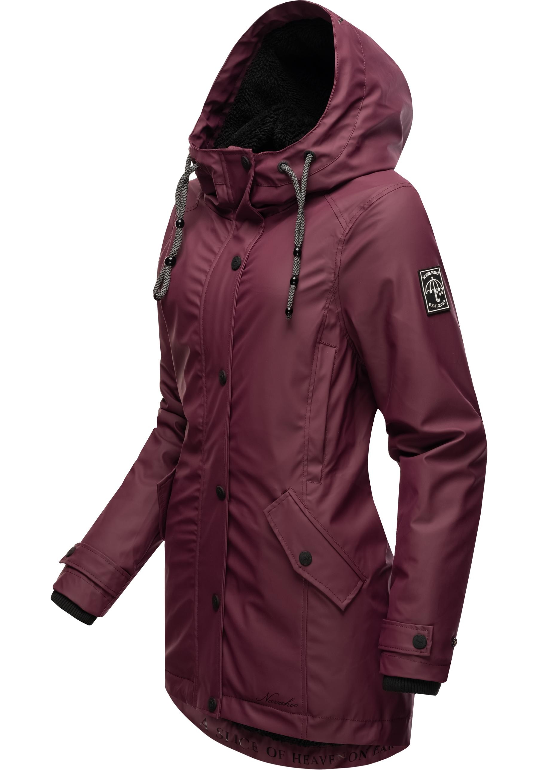 Navahoo Regenjacke "Lindraa" mit Kapuze stylische Outdoorjacke mit Teddyfel günstig online kaufen
