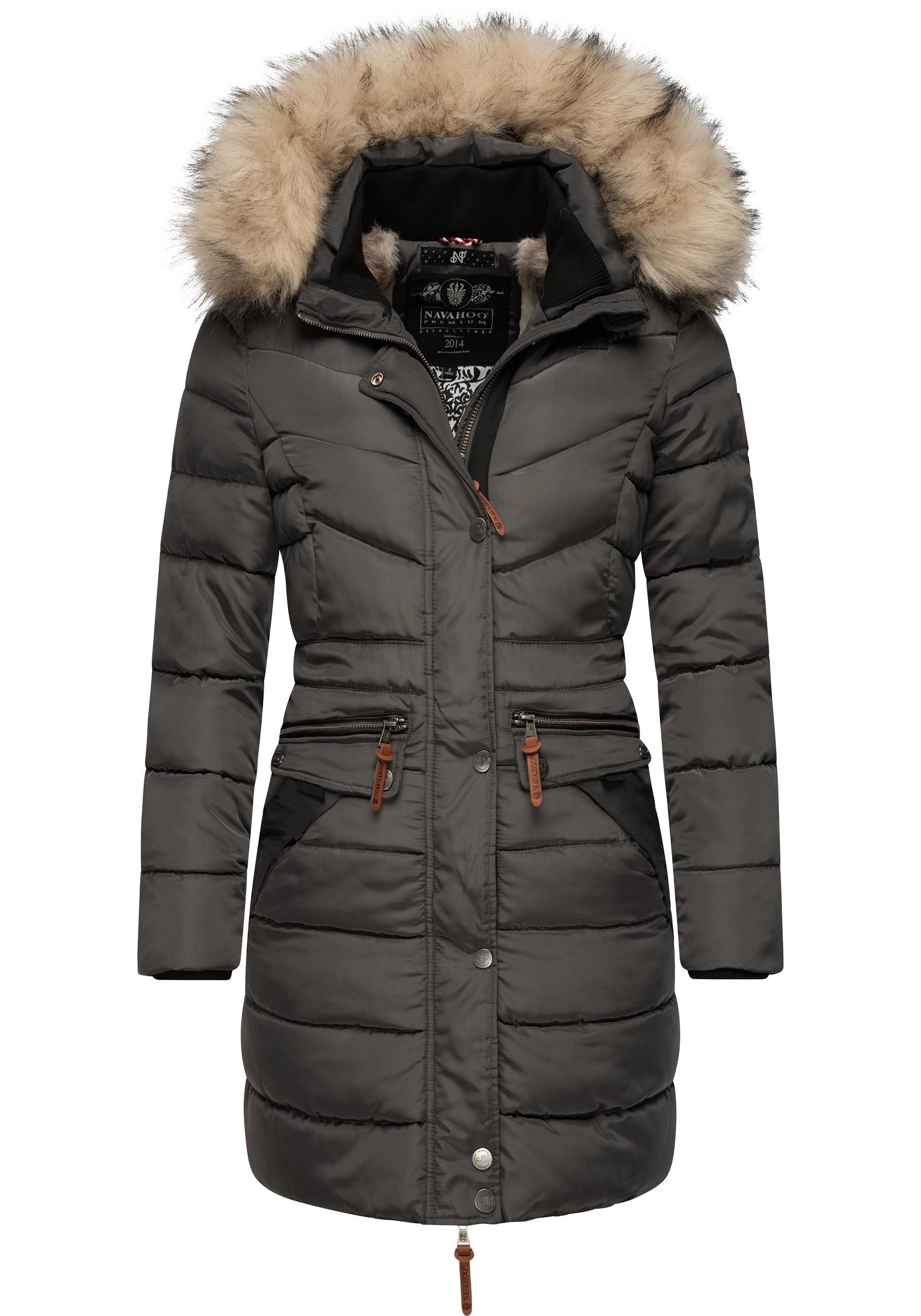 Navahoo Steppmantel "Paula", stylischer Winter Parka m. edlem Fellimitat