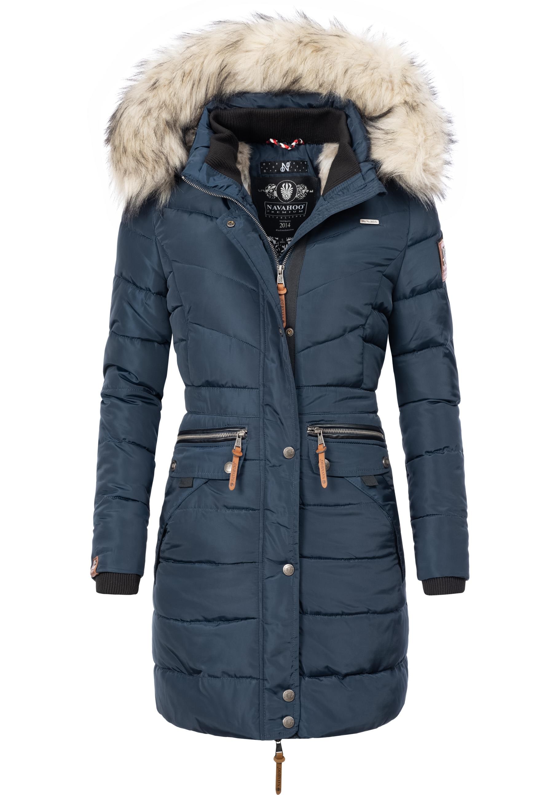 Navahoo Steppmantel "Paula", stylischer Winter Parka m. edlem Fellimitat