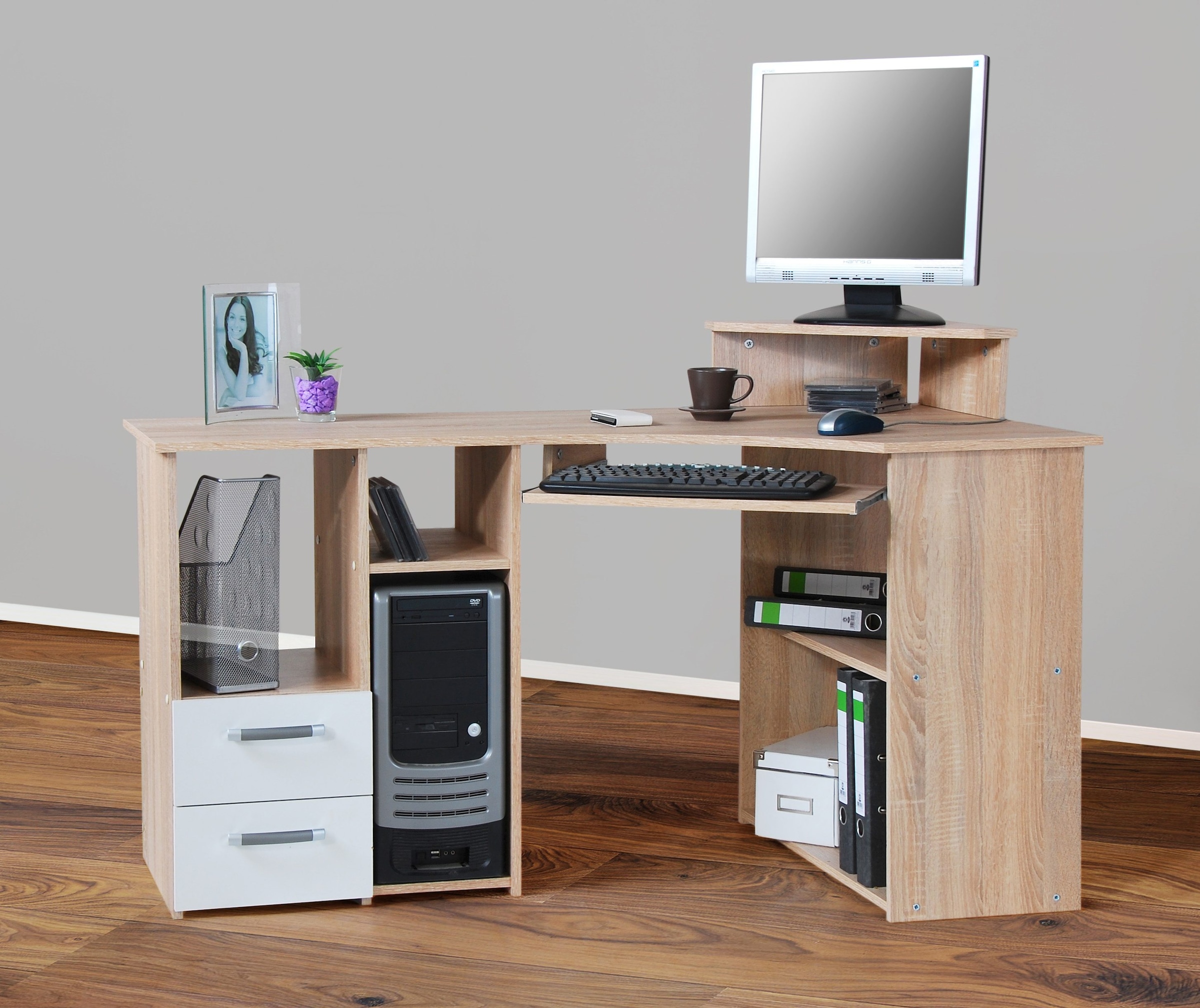 VOGL Möbelfabrik Schreibtisch bestellen mit cm, »Sam«, BAUR | Tastaturauszug Towerfach Breite und 137
