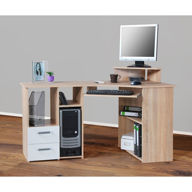 VOGL Möbelfabrik Schreibtisch Breite bestellen 137 mit BAUR »Sam«, Tastaturauszug | cm, und Towerfach