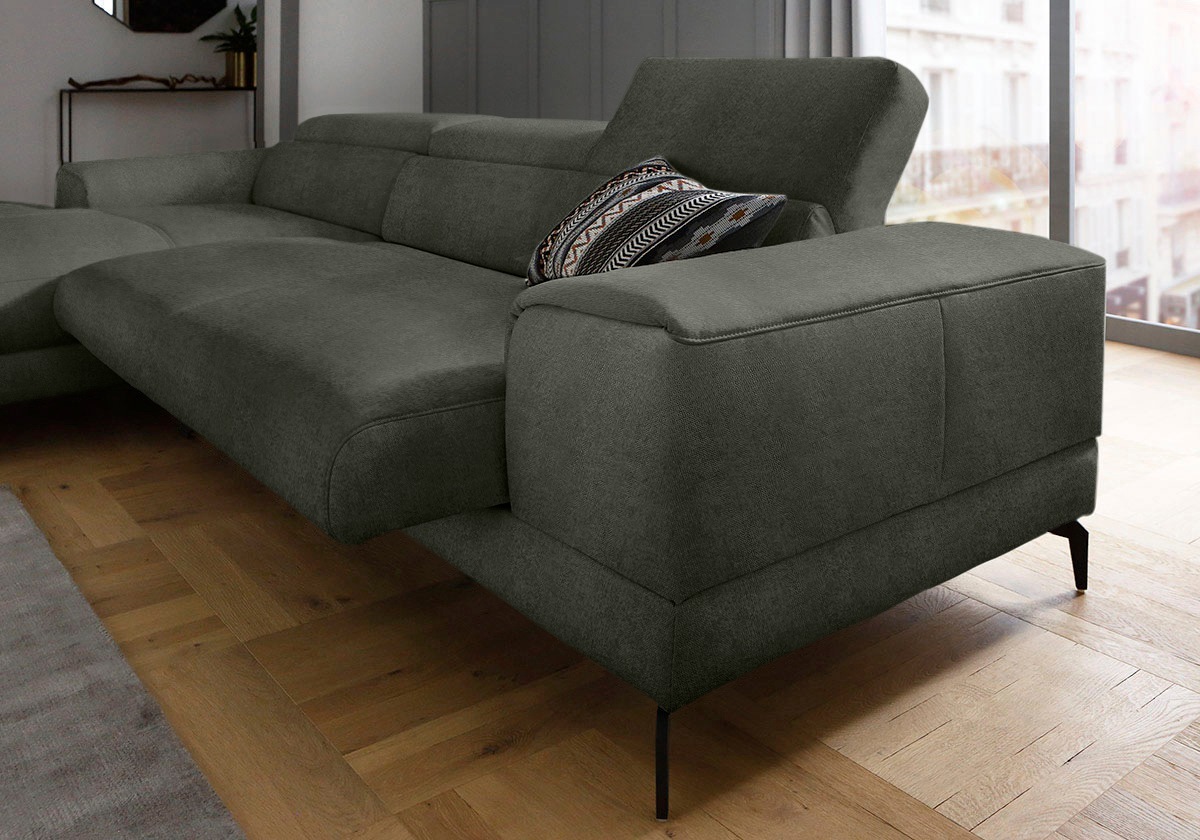 W.SCHILLIG Ecksofa »piedroo, Designsofa mit tollem Sitzkomfort, L-Form«, Kopfteilverstellung, wahlweise mit Sitztiefenverstellung, Breite 303cm