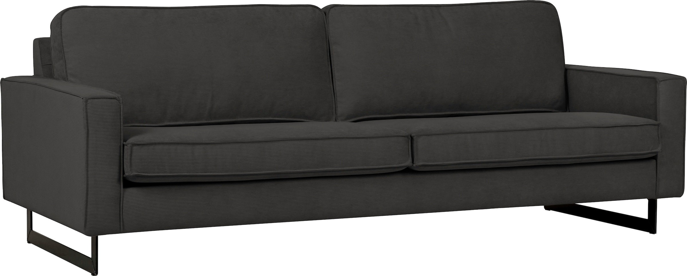 Places of Style 3-Sitzer »Maxi-Ausführung Pinto, 236 cm, Cord, Chenille, Lederoptik«, mit Keder, schwarze Metallfüße, Wellenunterfederung