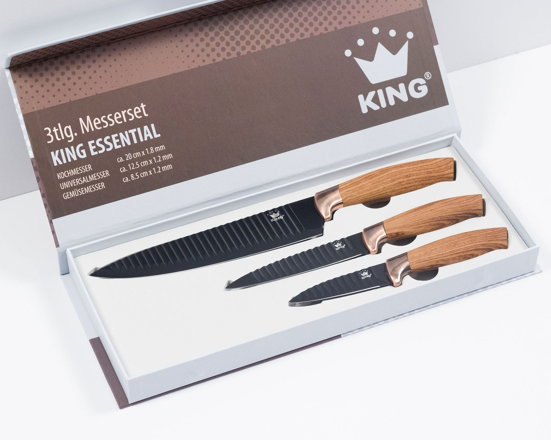 KING Bratpfanne »Küchenstart«, Aluminiumguss, (Set), Küchenmesser, Scheren, Besteck, Bratpfanne + Deckel Ø 24 cm,Induktion