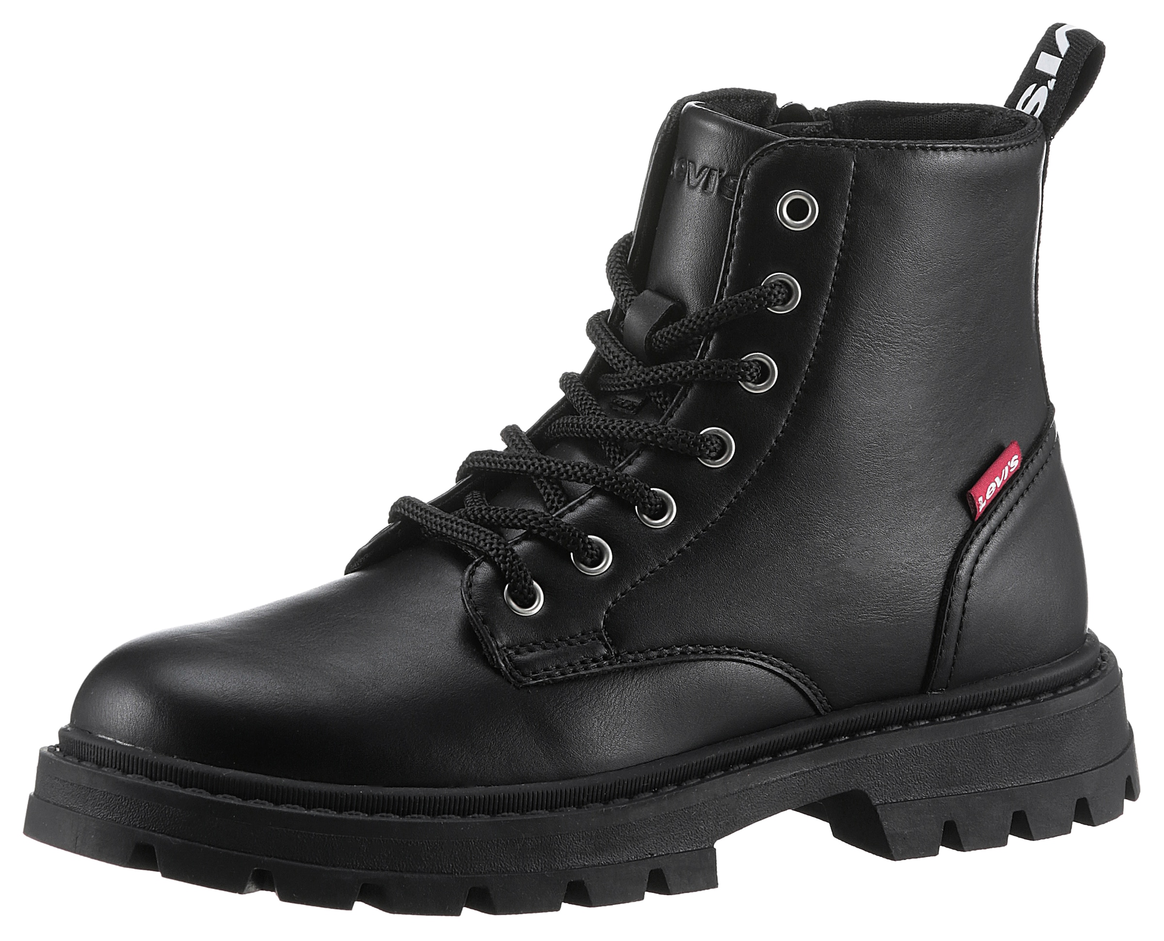 Levis Kids Schnürboots "LEVIS PASADENA REFRESH", Blockabsatz, Boots, Schnürstiefelette, logobedruckte Anziehlasche