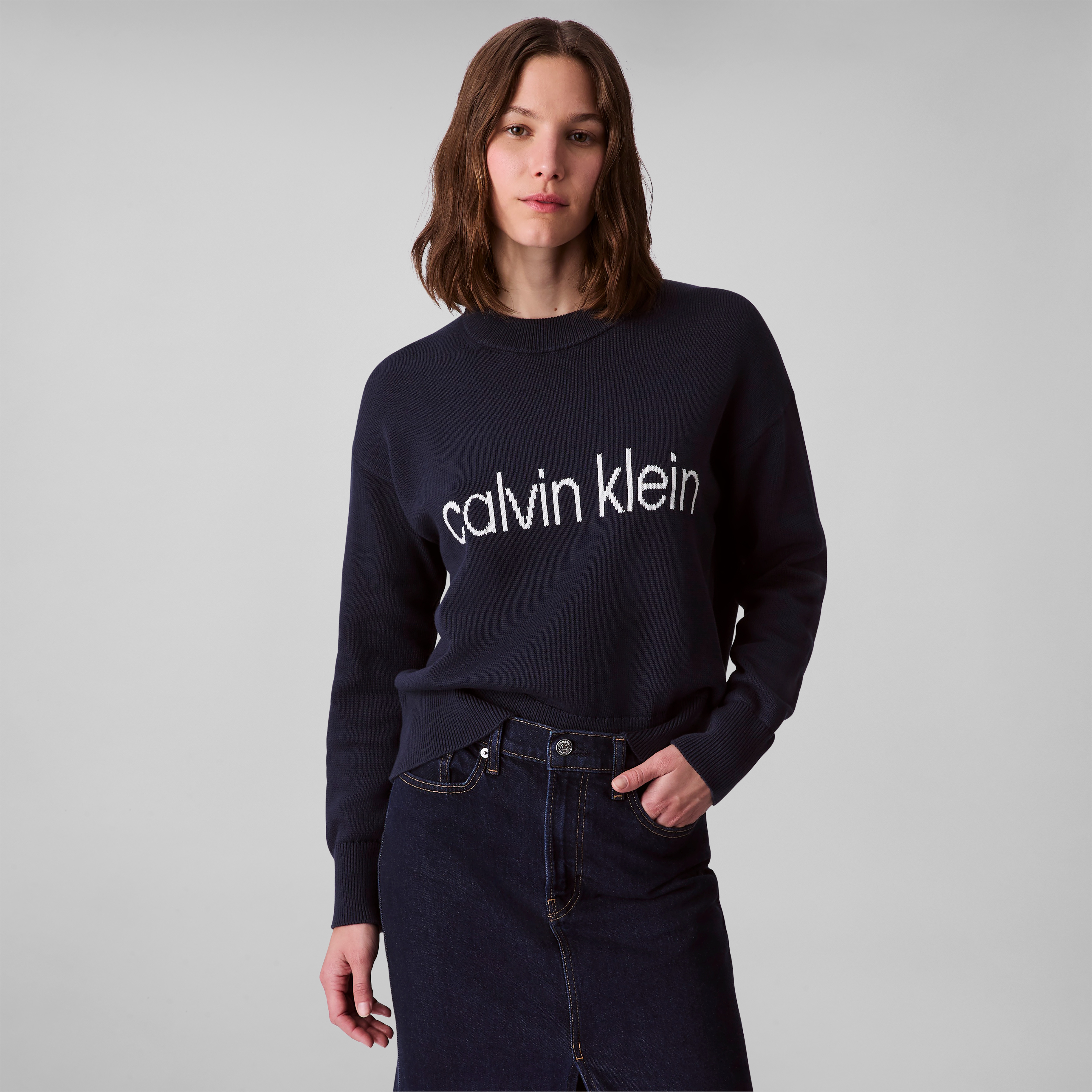 Calvin Klein Jeans Strickpullover "Cotton Graphic Pullover", Mit Rundhalsau günstig online kaufen