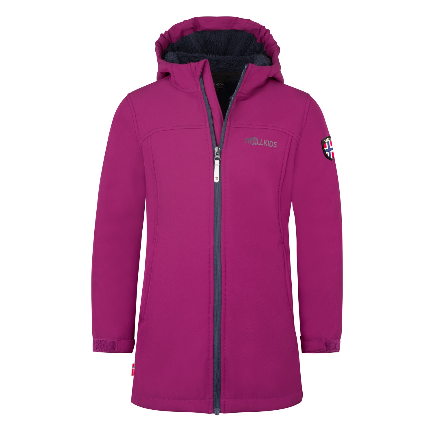 TROLLKIDS Kinder Softshellmantel "GIRLS KRISTIANSAND COAT"plum, navy, Gr. 140, Obermaterial: 94% Polyester, 6% Elasthan, Mäntel