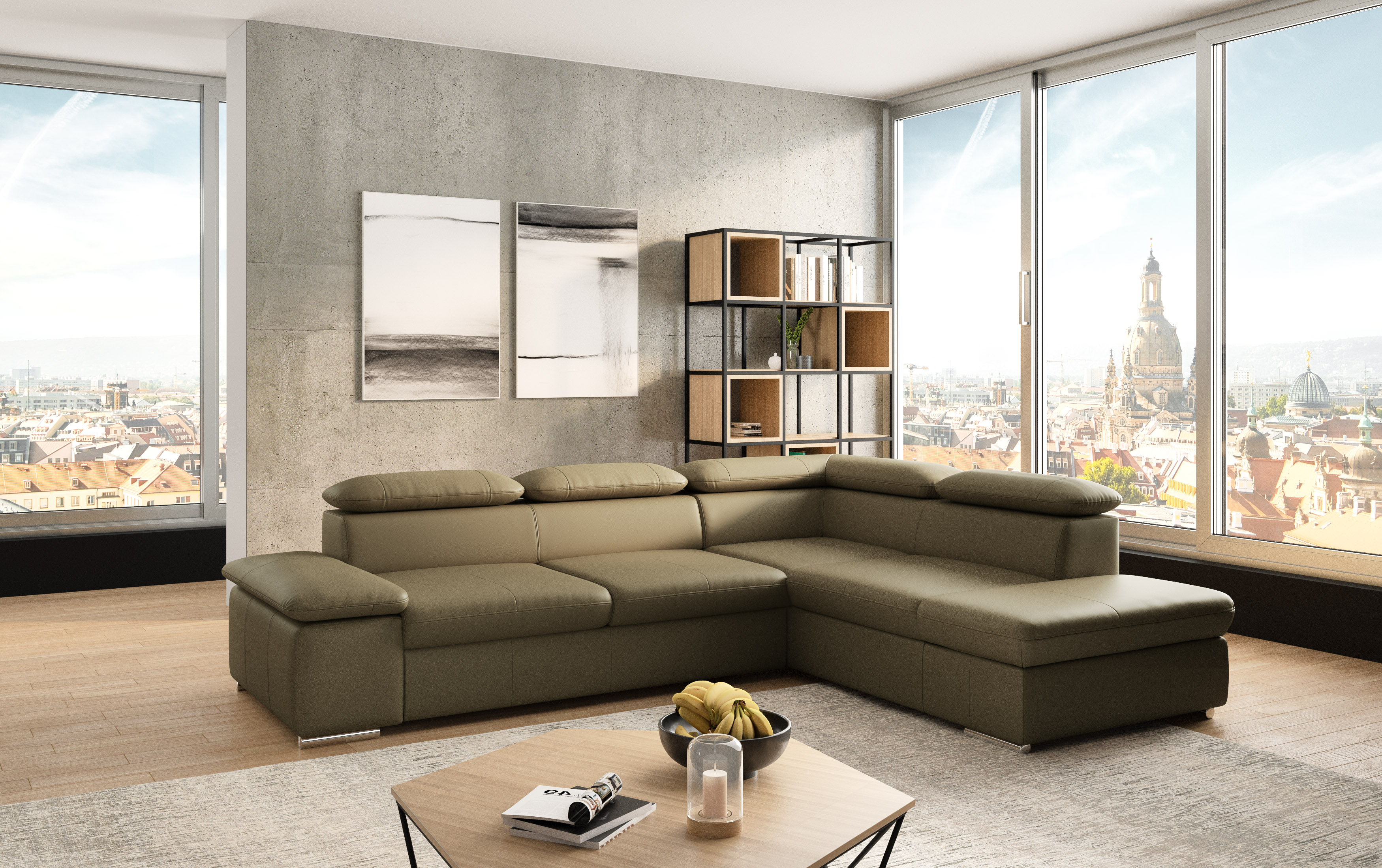 sit&more Ecksofa "Valantine L-Form, B: 272 cm, Leder, mit Arm- und Kopfteilverstellung" mit Schlaffunktion, Komfortsofa, modern