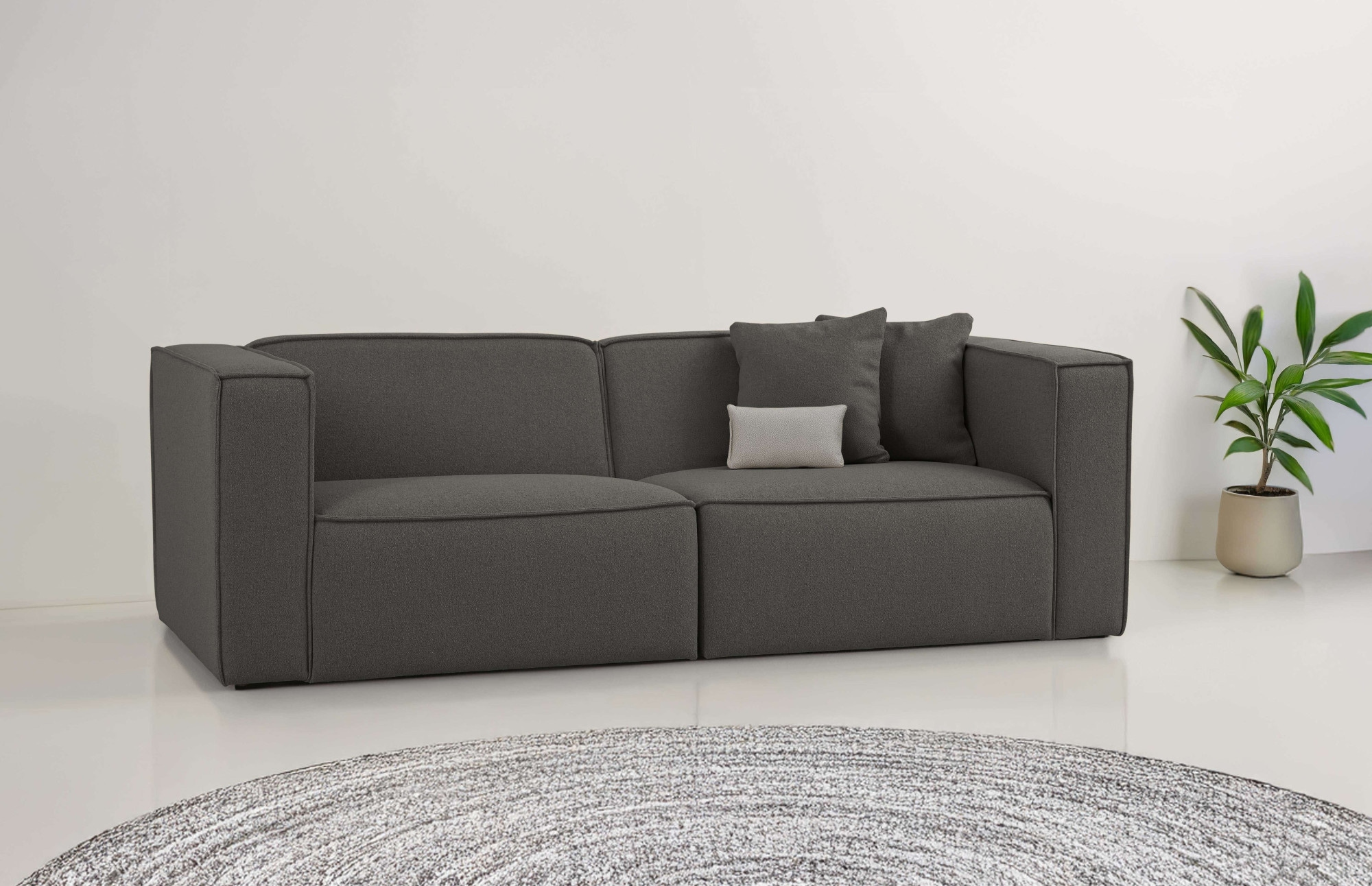 OTTO home 3-Sitzer "Tammie", Breite 222 cm, Webstoff fein, bodentief, mit W günstig online kaufen
