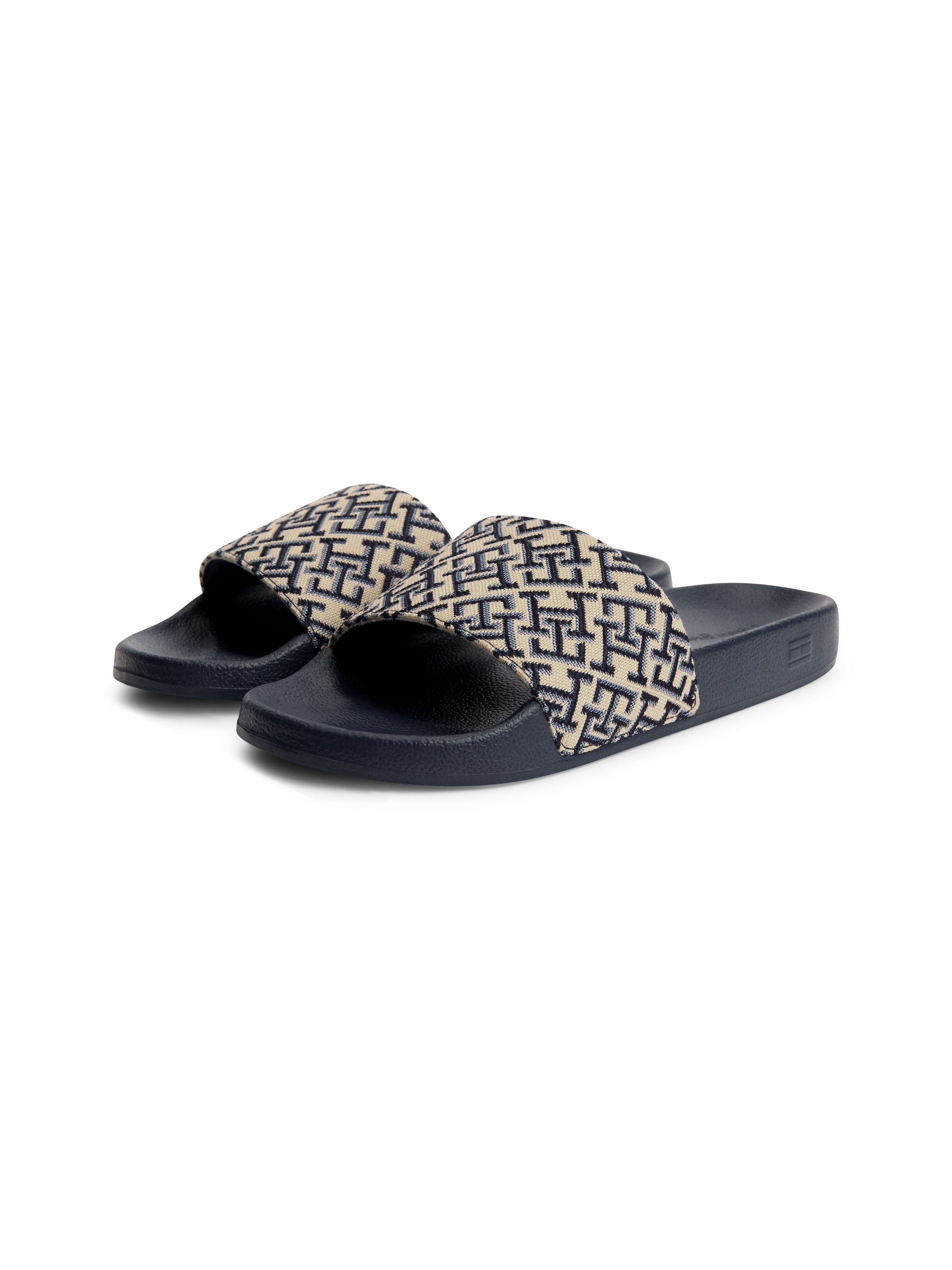 Tommy Hilfiger Pantolette "TH MONOGRAM POOL SLIDE" Sommerschuh, Strandschuh mit logobedruckter Bandage