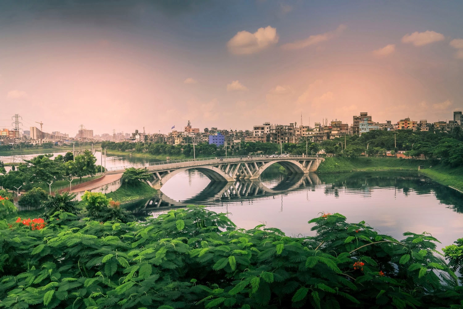 queence Acrylglasbild "Brücke" Brücken  Himmel  Pflanzen Fine Art-Print in günstig online kaufen