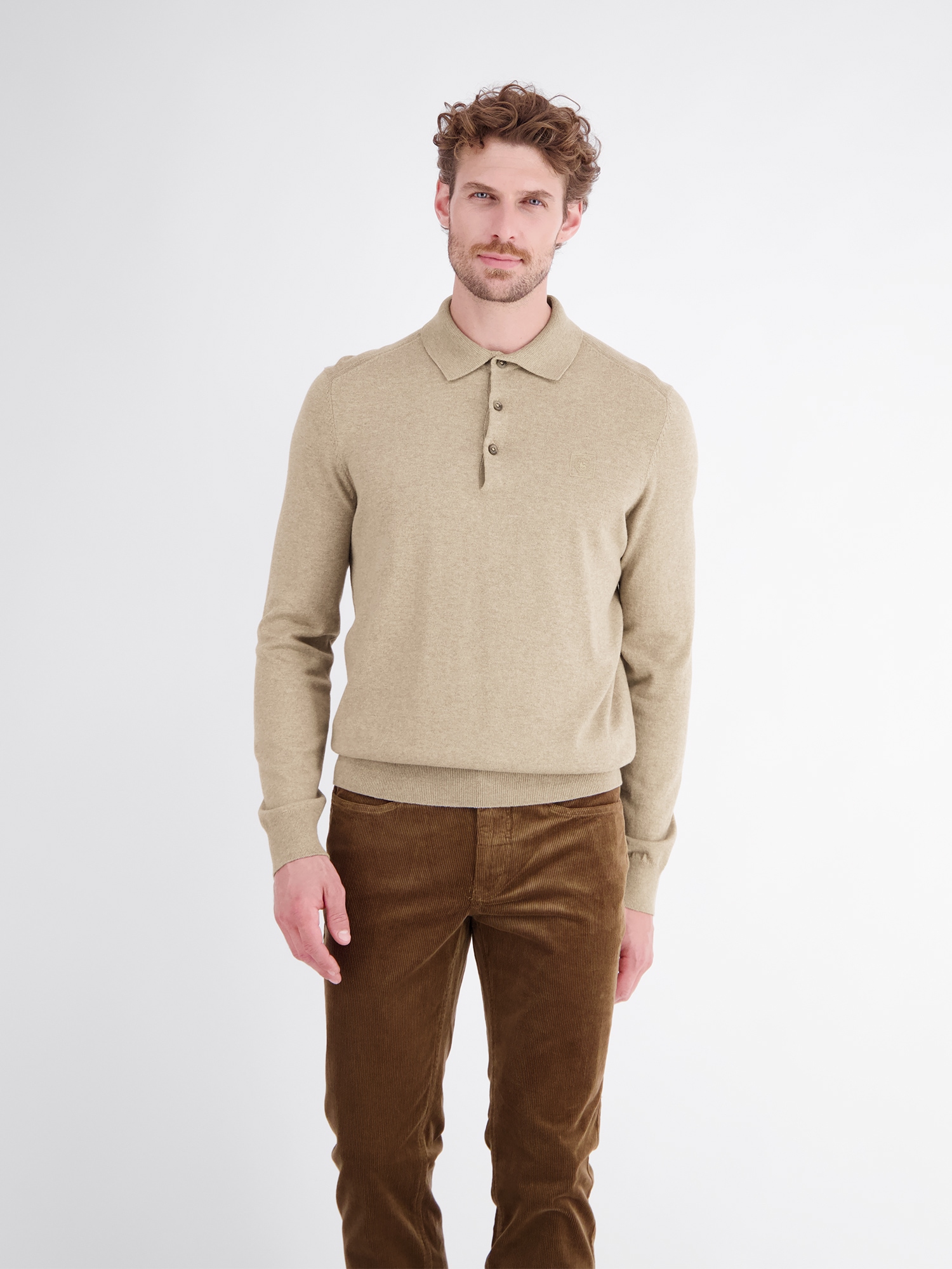 LERROS Langarm-Poloshirt "Langarm Polo aus Baumwollstrick mit flexiblen Rippbündchen"