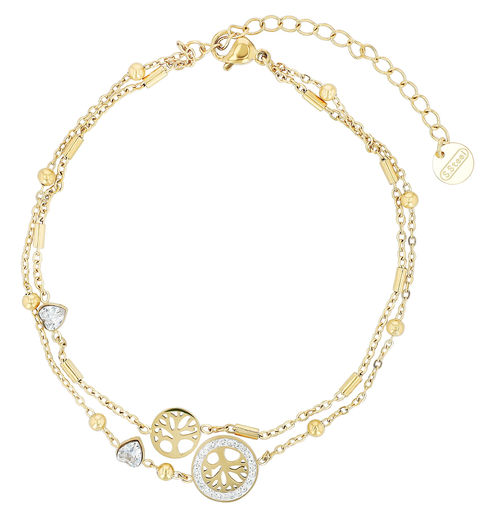 Adelia´s Armband »Armband – Lebensbaum aus Edelstahl mit Strass Steinchen 21 cm« Schöne Geschenkidee zum einen besonderen Tag