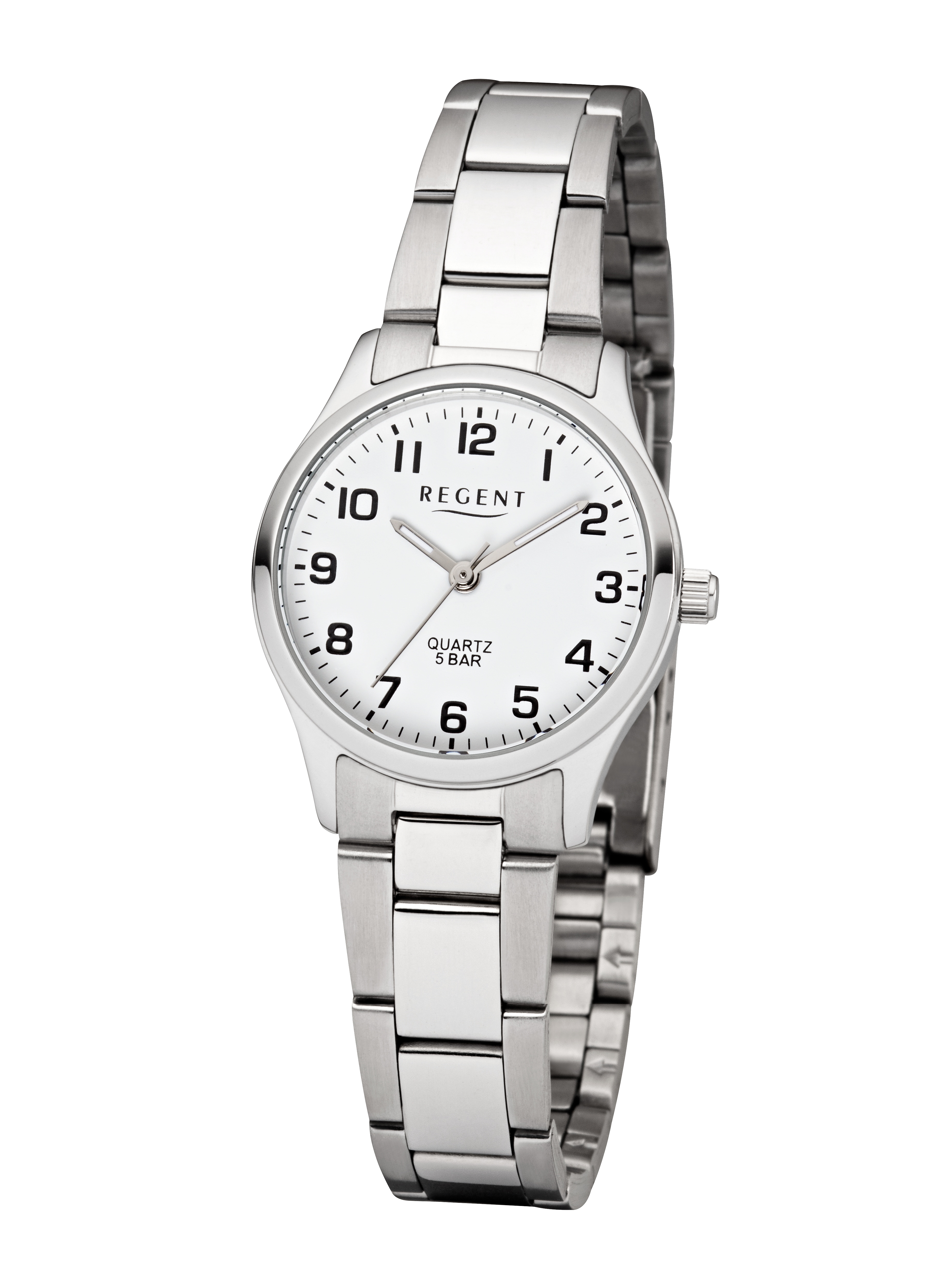 REGENT Damen Quarzuhredelstahlfarben, Armbanduhren, Armbanduhr, Damenuhr, Edelstahlarmband, analog