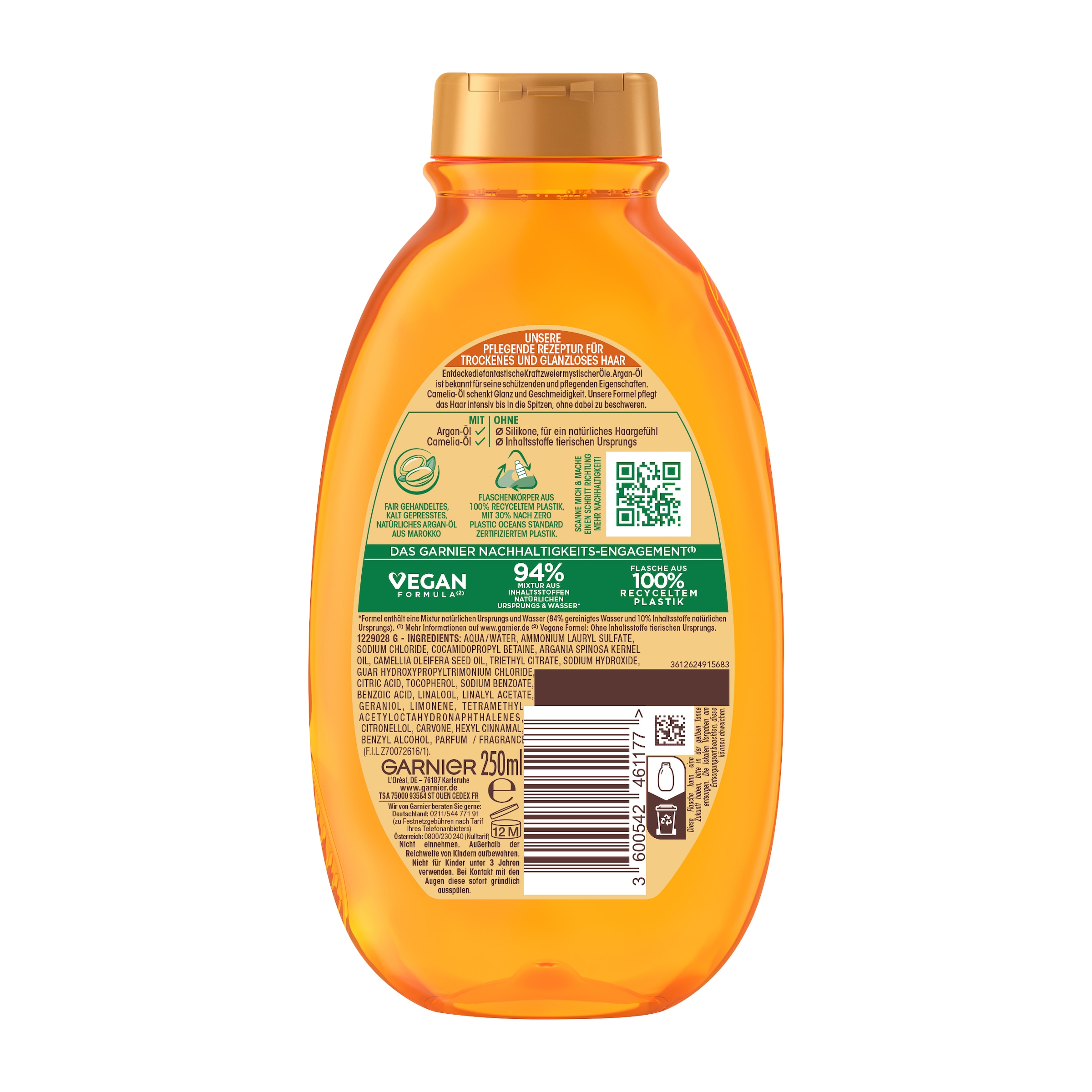 GARNIER Haarshampoo »Garnier Wahre Schätze Shampoo Argan & Camelia-Öl (6er Packung)« für trockenes und glanzloses Haar, ohne Silikone