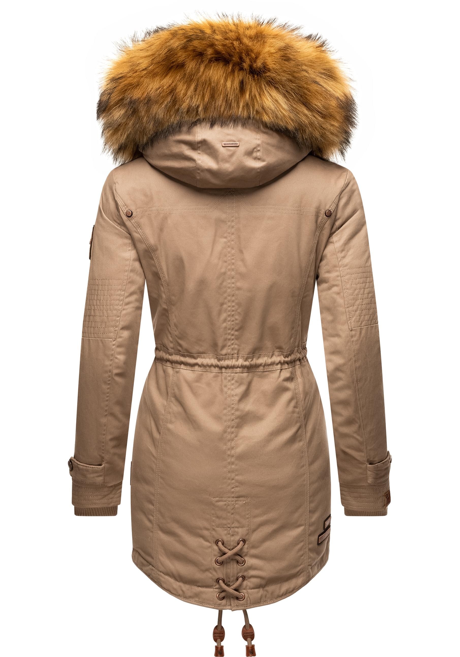 Marikoo Wintermantel »La Viva Prc«, stylischer Winterparka mit abnehmbarem Kunstfell