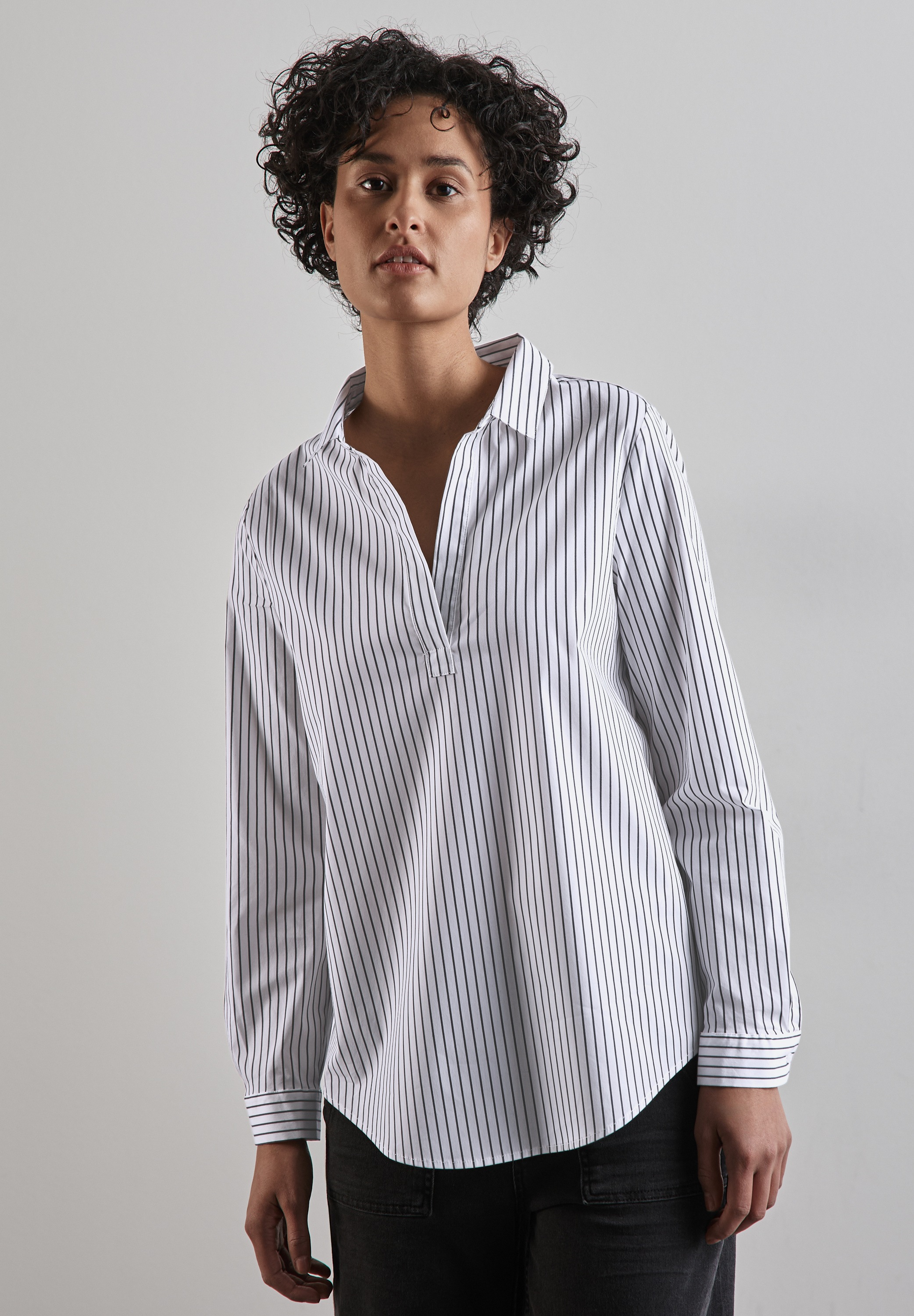 STREET ONE Longbluse aus Baumwolle mit Stretchanteil