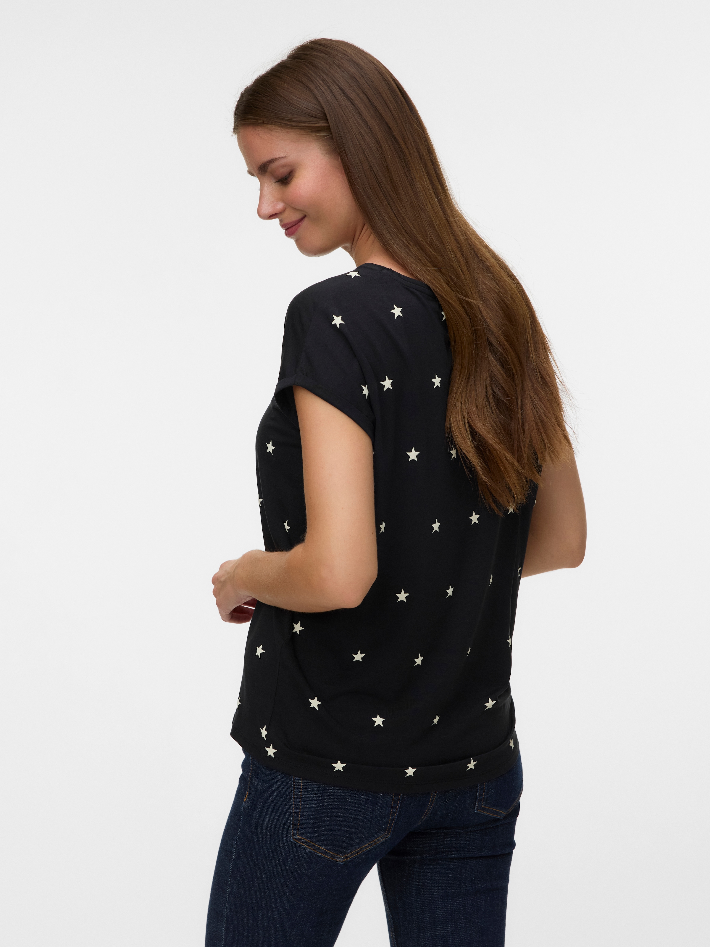 Vero Moda Kurzarmshirt »VMAVA SS TOP MULTI AOP NOOS« Materialmix, regular fit