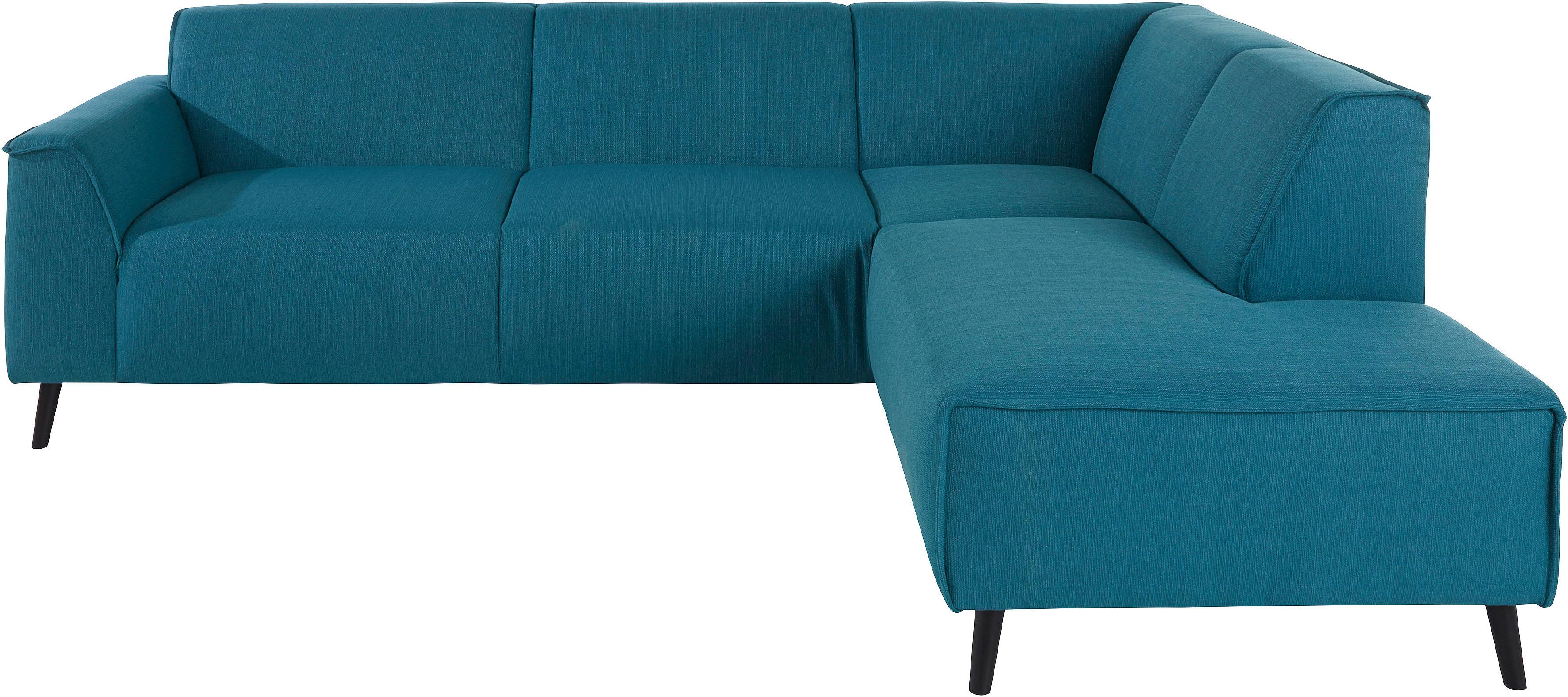 DOMO collection Ecksofa "Amora, inkl. Federkern für mehr Sitzkomfort, Breite 263cm, L-Form" Komfortsitzhöhe 47 cm, Fußhöhe passend für gängige Saugroboter
