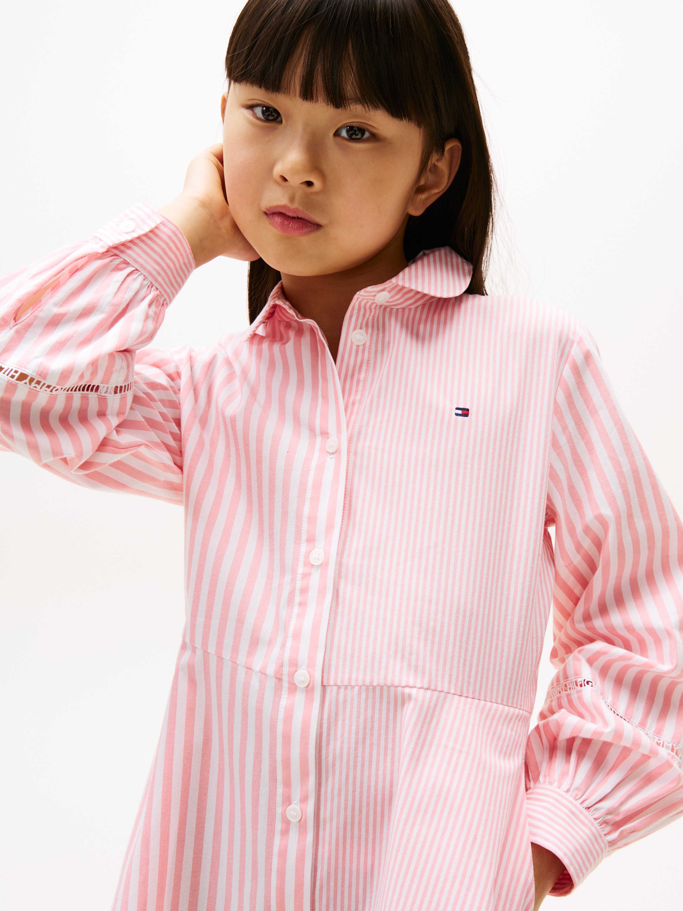 Tommy Hilfiger Blusenkleid »STRIPED SHIRT DRESS LS«, für Kinder bis 16 Jahre, mit Spitzeneinsatz