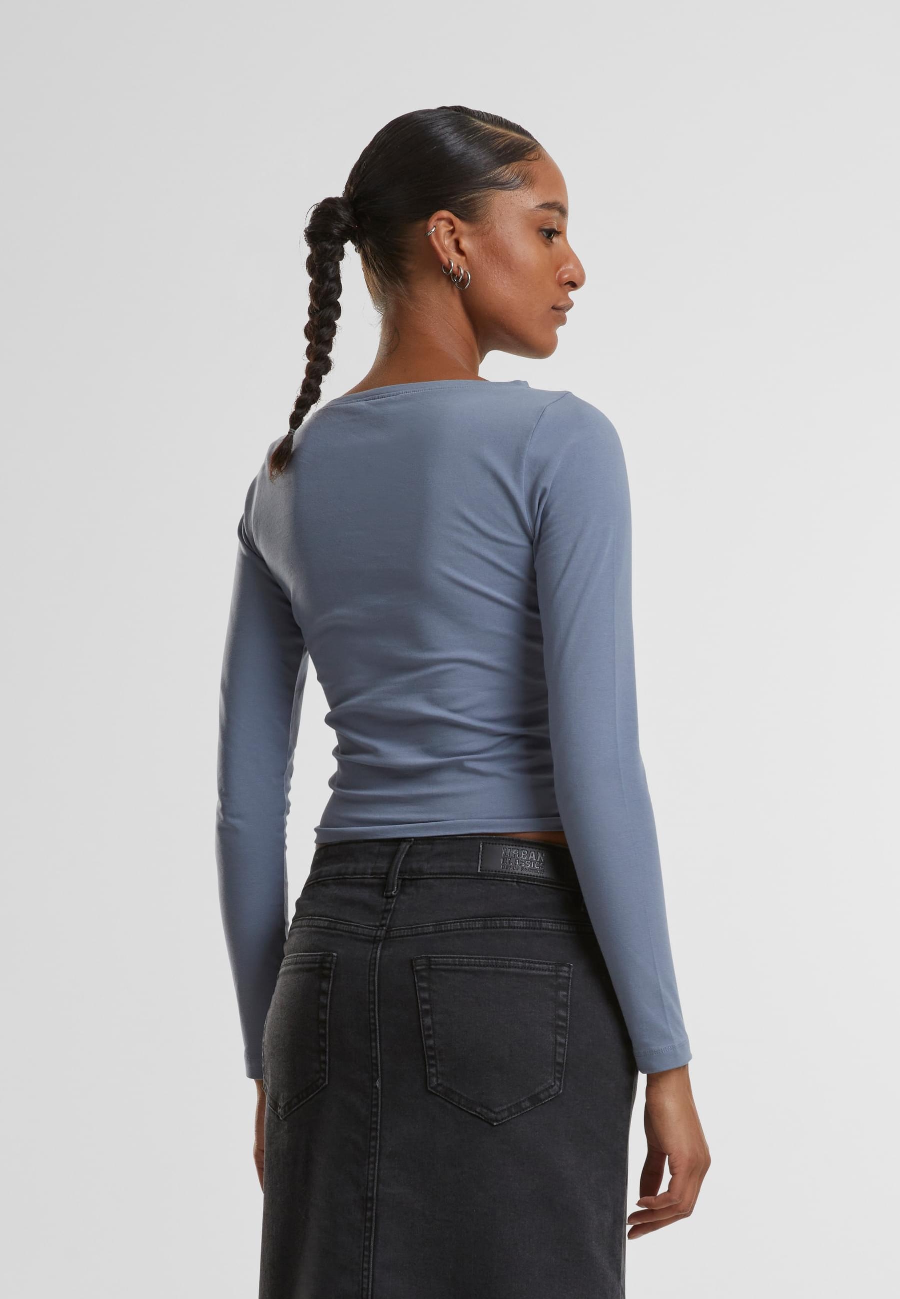 URBAN CLASSICS Longsleeve »Urban Classics Ladies Ruffled Super Slim Longsleeve«, (1 tlg.)