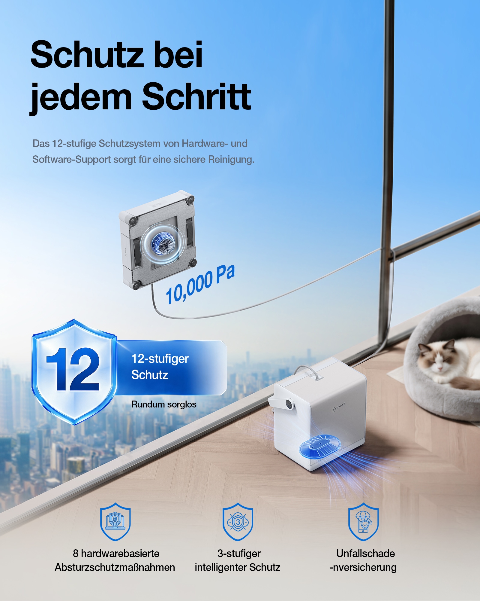 ECOVACS Fensterputzroboter »WINBOT W2S PRO OMNI« All-in-One Station, Drei-Düsen, 120ml Wassertank, Kantenreinigung