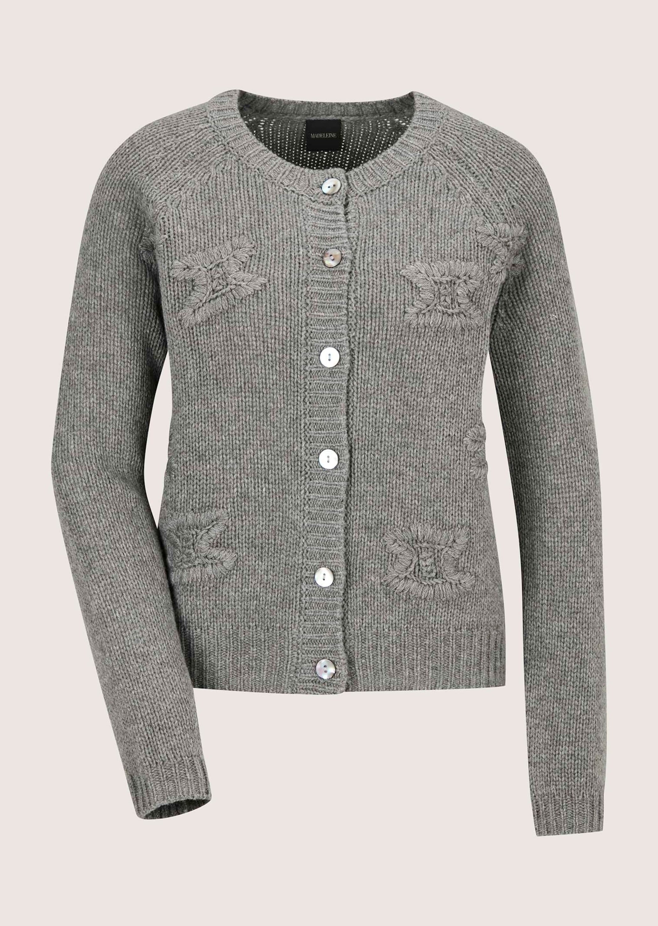 MADELEINE Longpullover "Strickjacke Kaschmir-Strickjacke mit Stickerei"