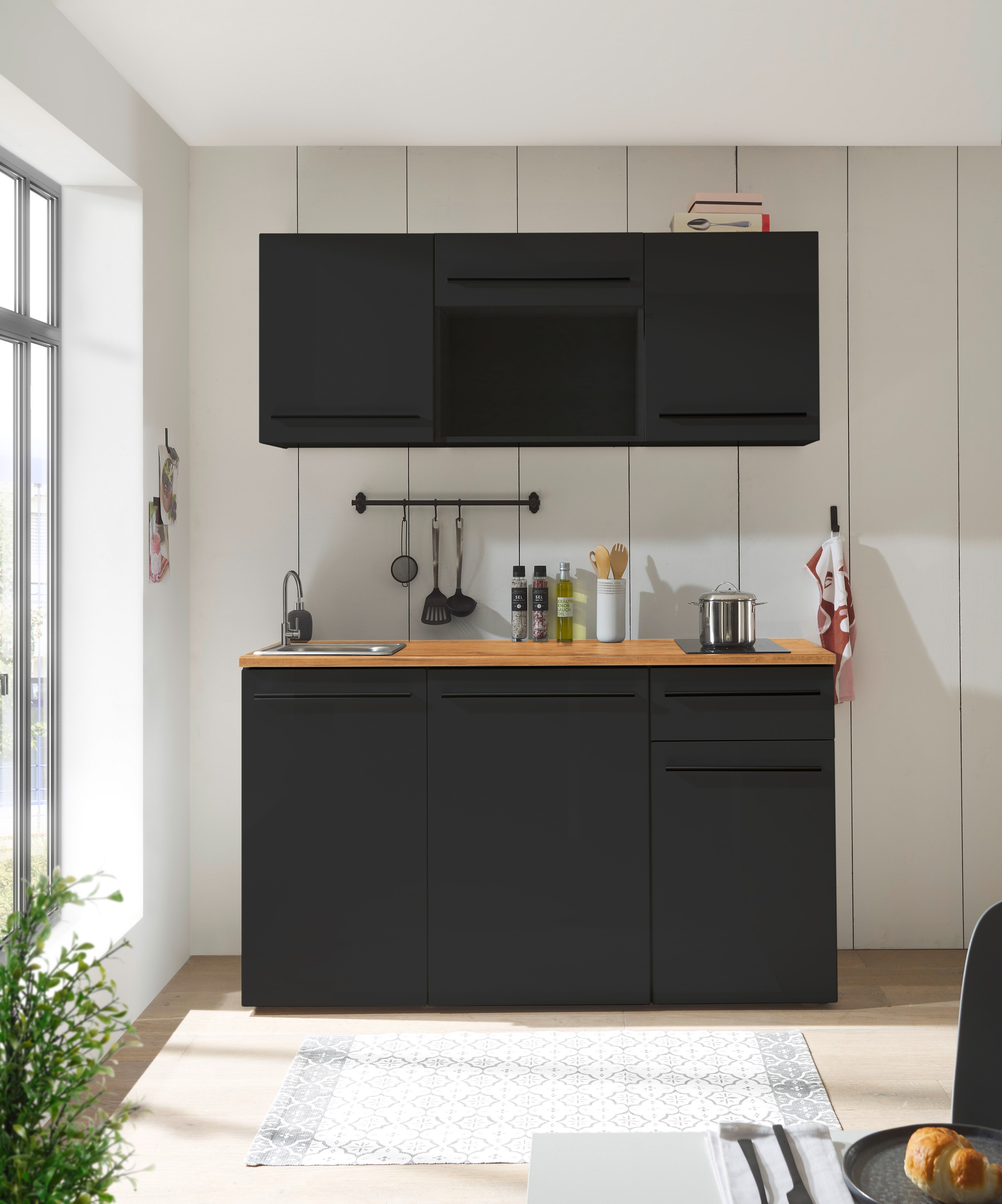 BASIC by Balculina Pantryküche "Jazz Singleküche" Breite 160 cm, wahlweise günstig online kaufen