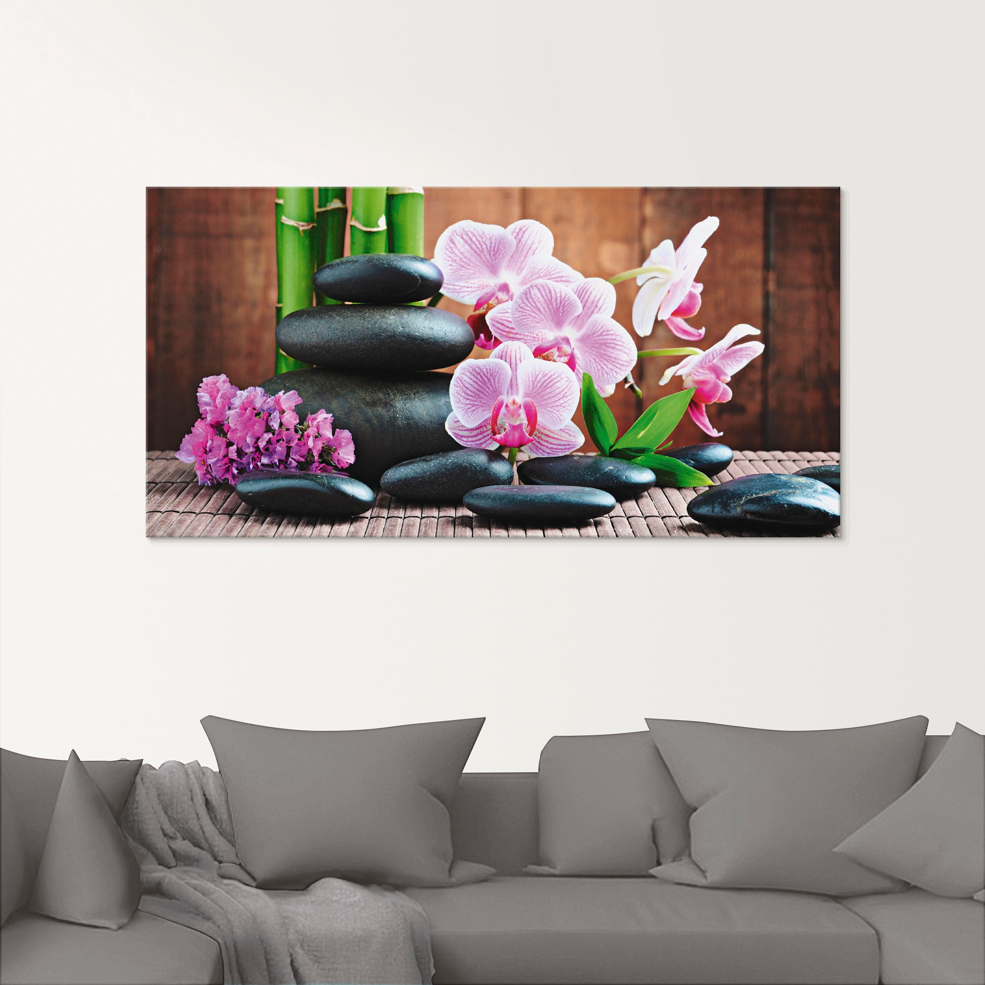 Artland Glasbild "Spa Konzept Zen Steinen Orchideen", Zen, (1 St.), in vers günstig online kaufen