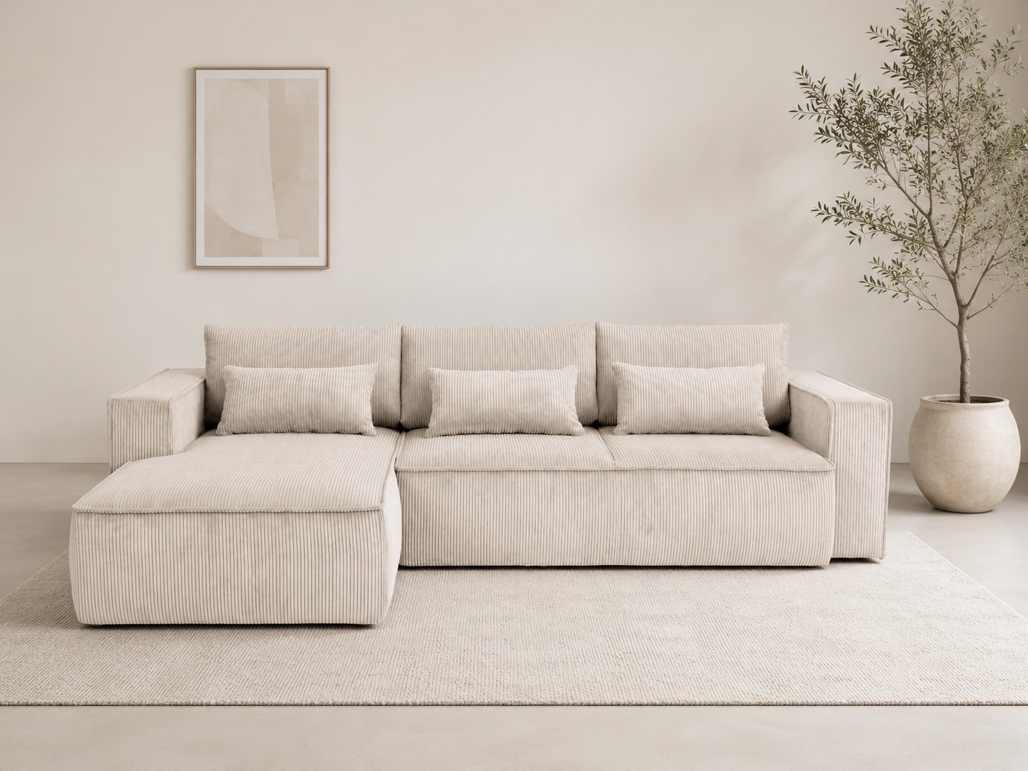 OTTO home Ecksofa "Tillian, Schlafsofa" Breite 294 cm, Breitkord, Sitzfläche mit Taschenfederkern