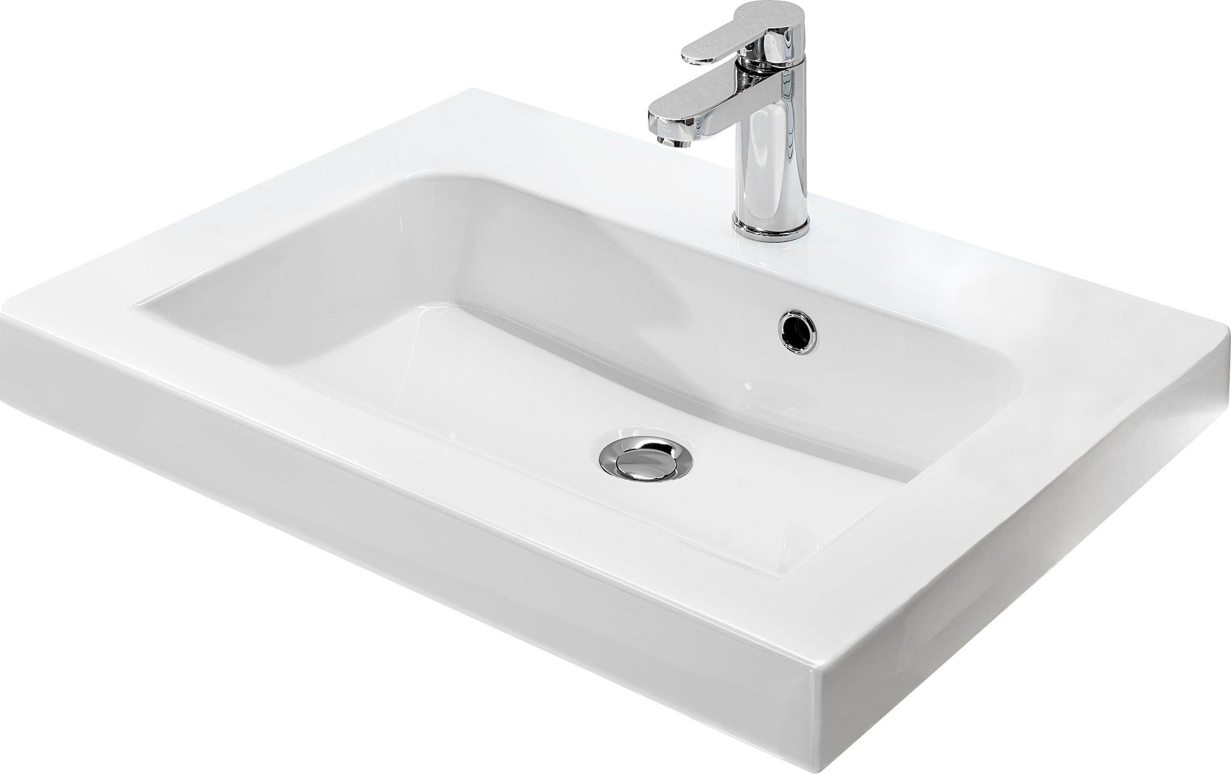 Saphir Badmöbel-Set »Balto Sprint 4-teilig, Mineralmarmor-Waschtisch mit LED-Spiegelschrank«, (5 St.), mit Unterschrank, Midischrank, inkl. Türdämpfer, 4 Türen, 5 Schubladen