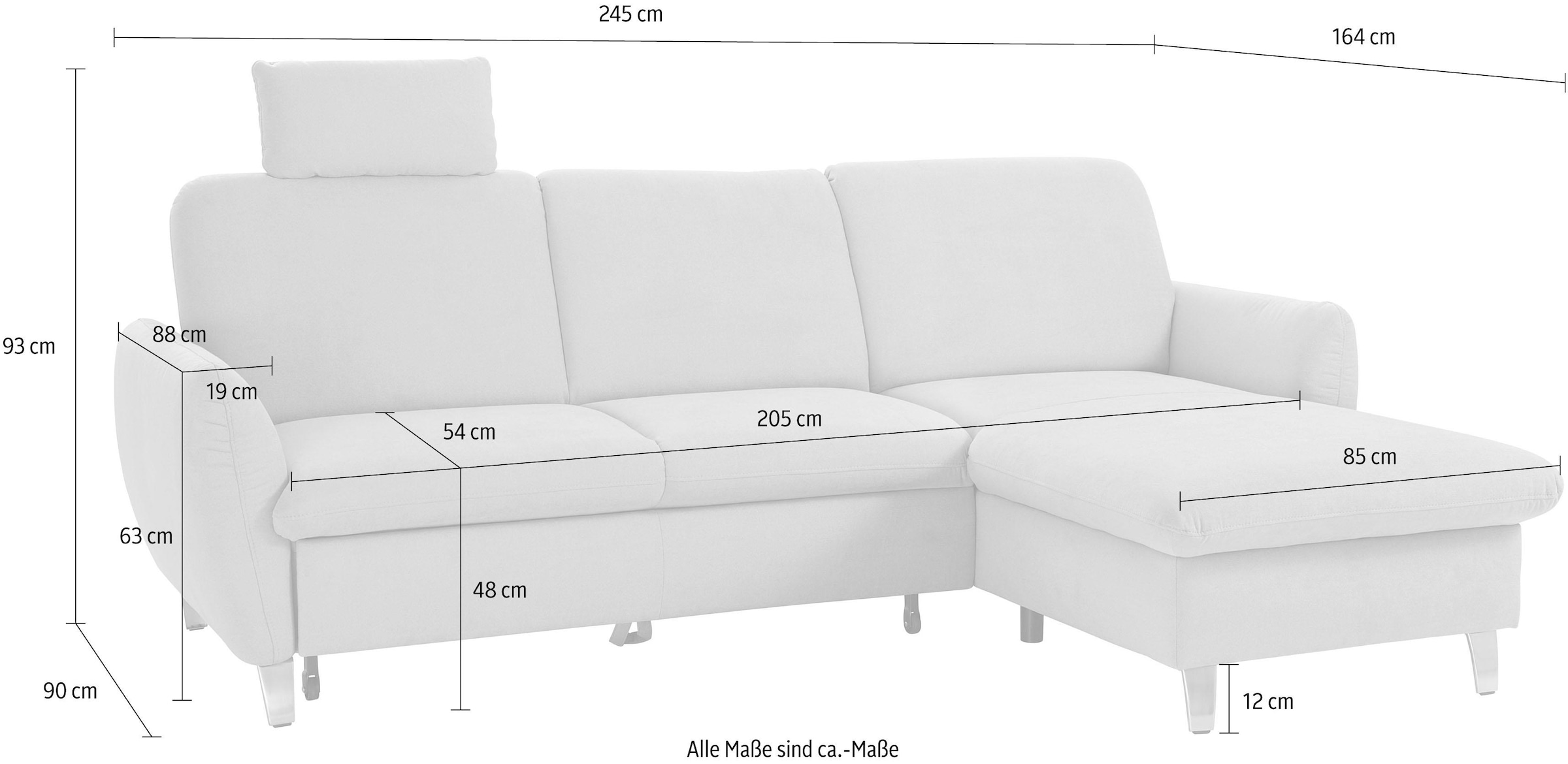 sit&more Ecksofa »Daytona L-Form«, mit Federkern, einer Kopfstütze und wahlweise mit Bettfunktion