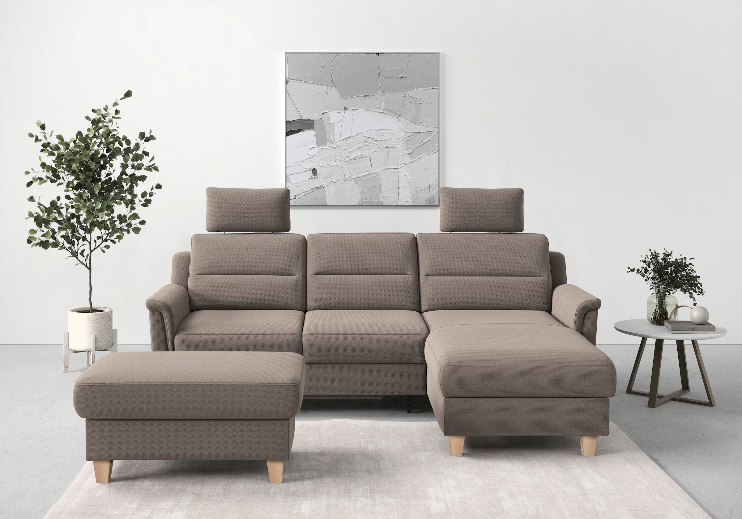 sit&more Ecksofa "Farö L-Form" inklusive Federkern, wahlweise mit Schlaffunktion und Bettkasten