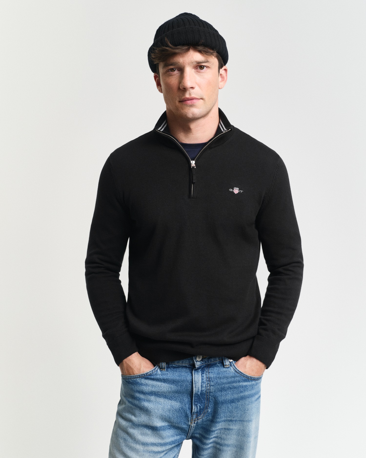 Gant Troyer "CLASSIC COTTON HALF ZIP", mit gerippten Details günstig online kaufen