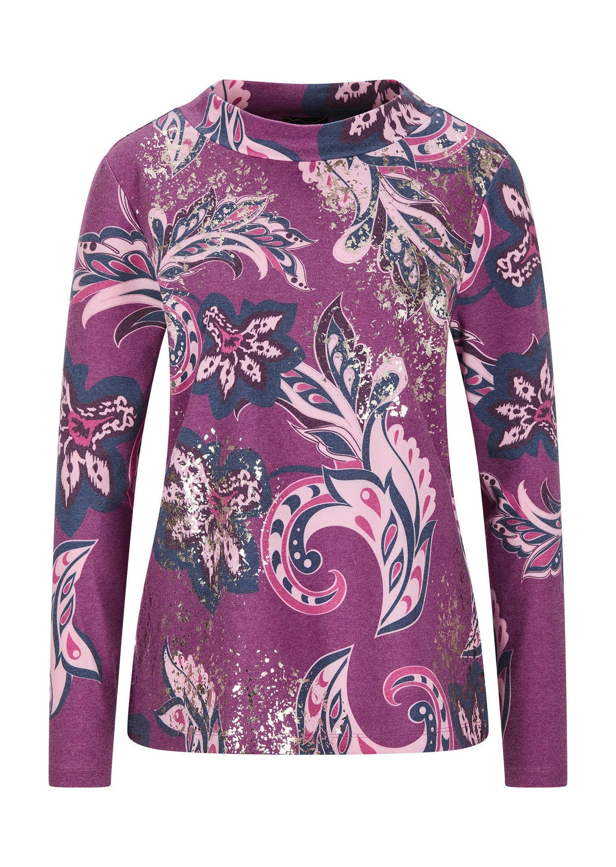 GOLDNER Sweatshirt "Kurzgröße Langarmshirt im Paisley-Design", in Flauschqu günstig online kaufen