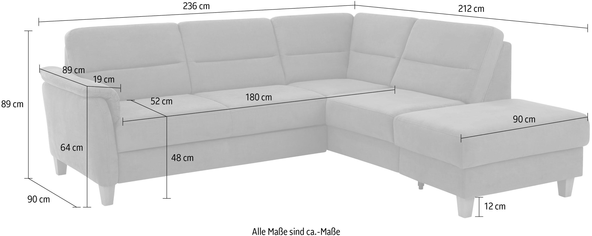 Home affaire Ecksofa »Palmera L-Form«, Federkern, wahlweise mit Bettfunktion und mit/ohne Stauraum
