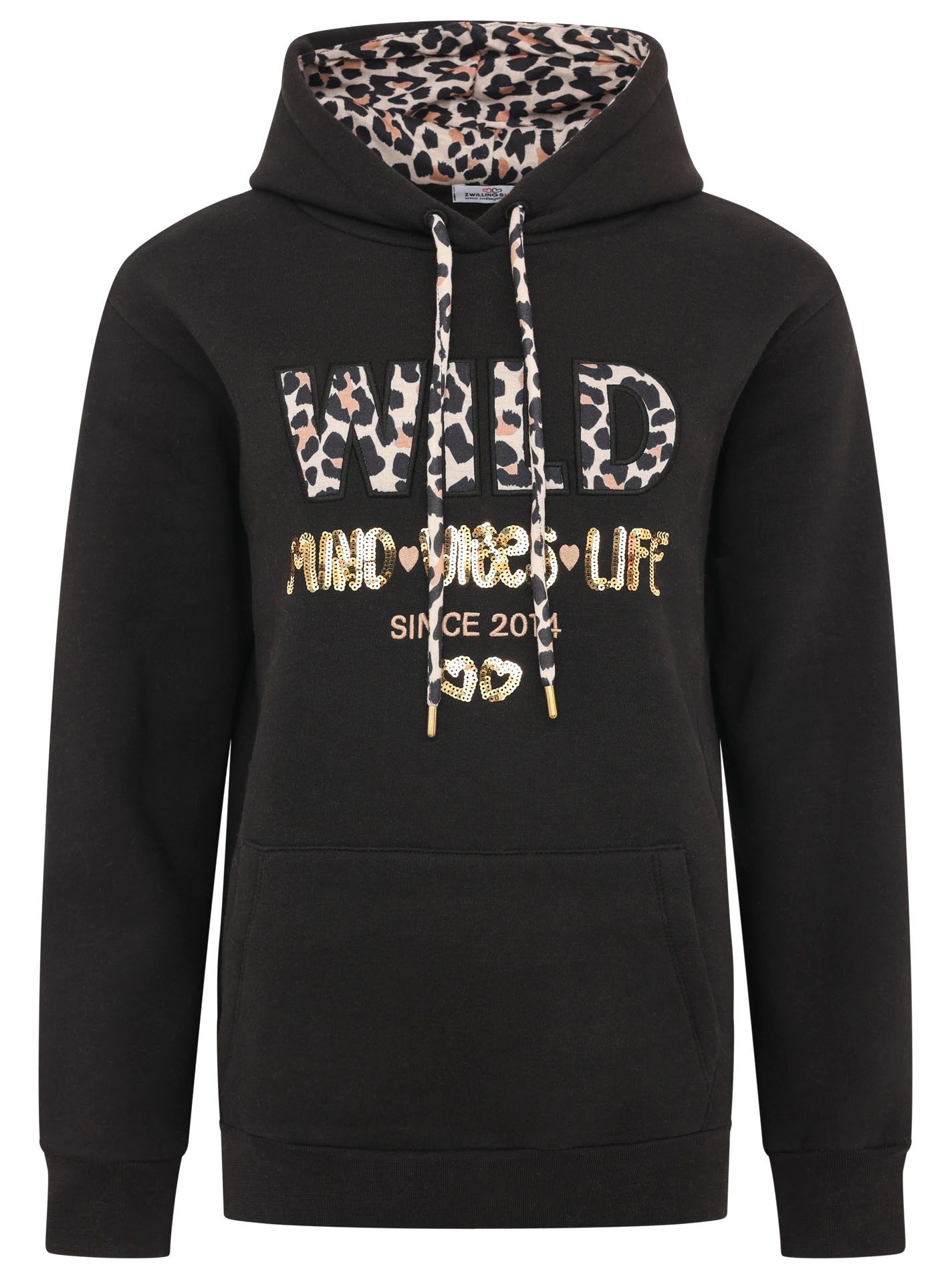 Zwillingsherz Hoodie ""Wild Free"", mit Pailletten, Kordel und Innenseite d günstig online kaufen