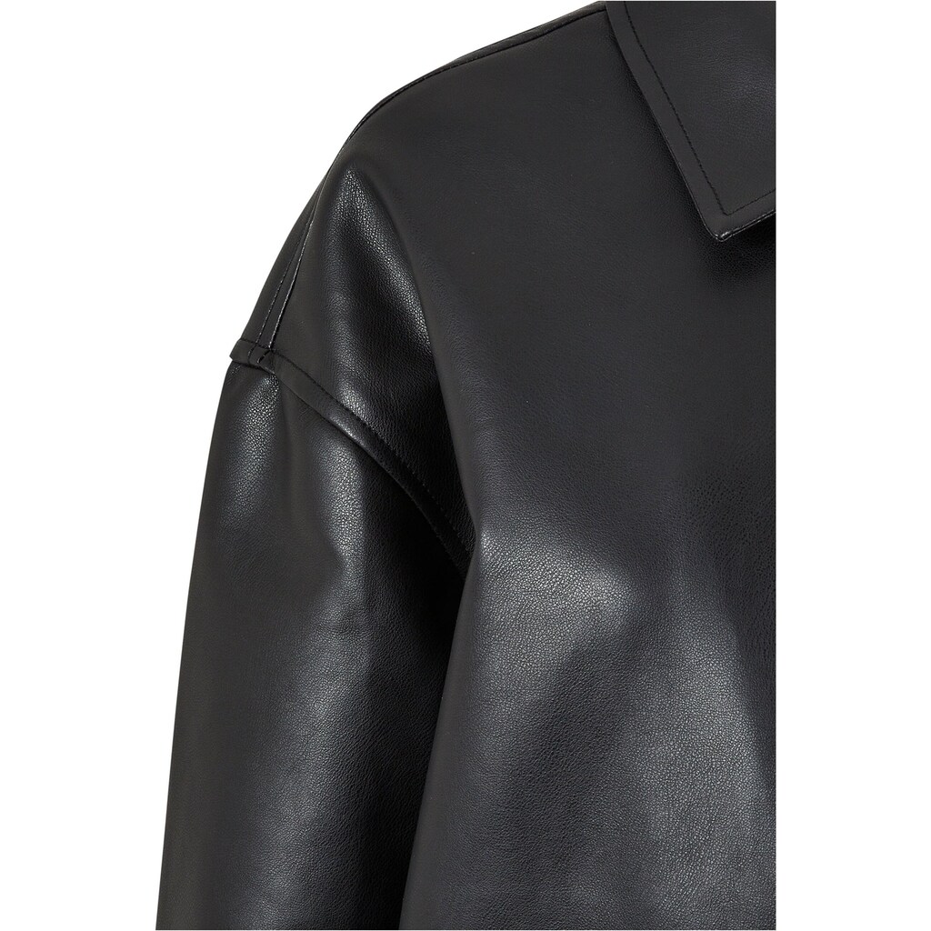 URBAN CLASSICS Langjacke »Damen Ladies Faux Leather Coat«, (1 St.), ohne Kapuze