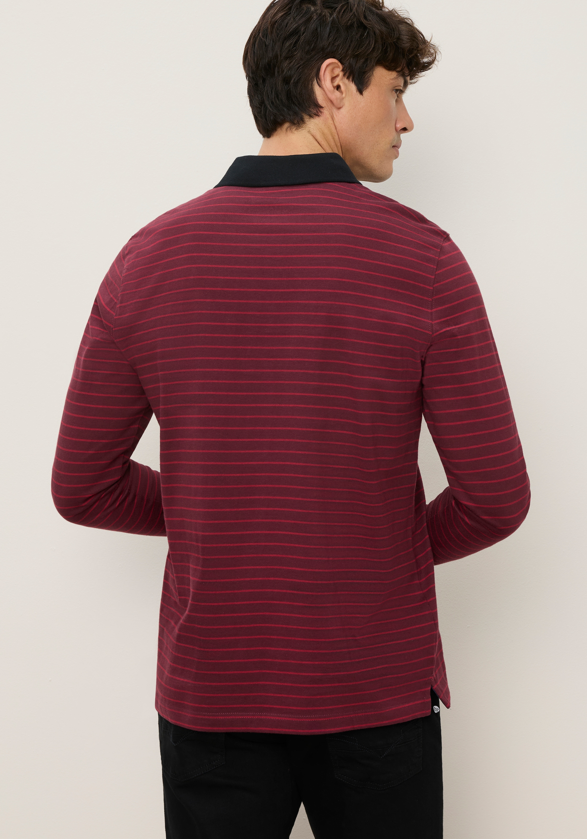 Man's World Poloshirt Normale Passform, mit Langarm, mit Polokragen, geringeltes Design