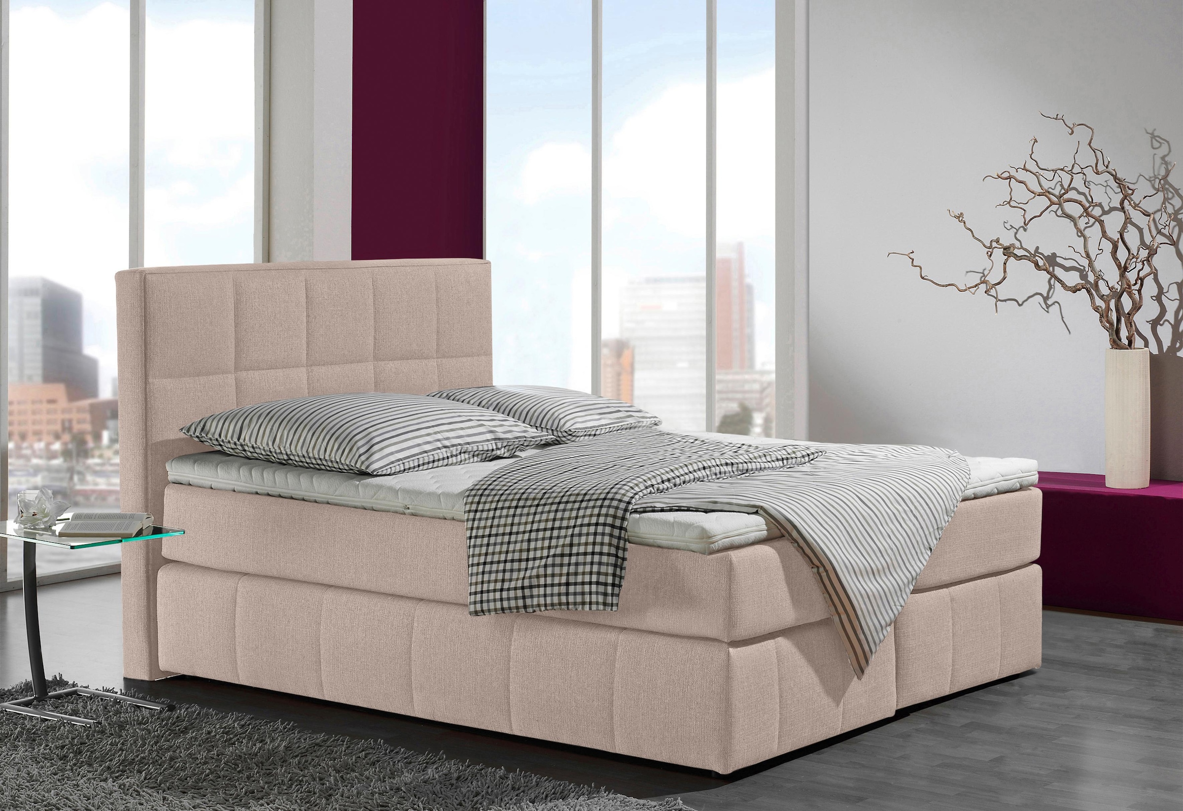 Home affaire Boxspringbett "Casano" mit feiner Steppung, in 3 Matratzenarten, 2 Härtegraden und 5 Farben