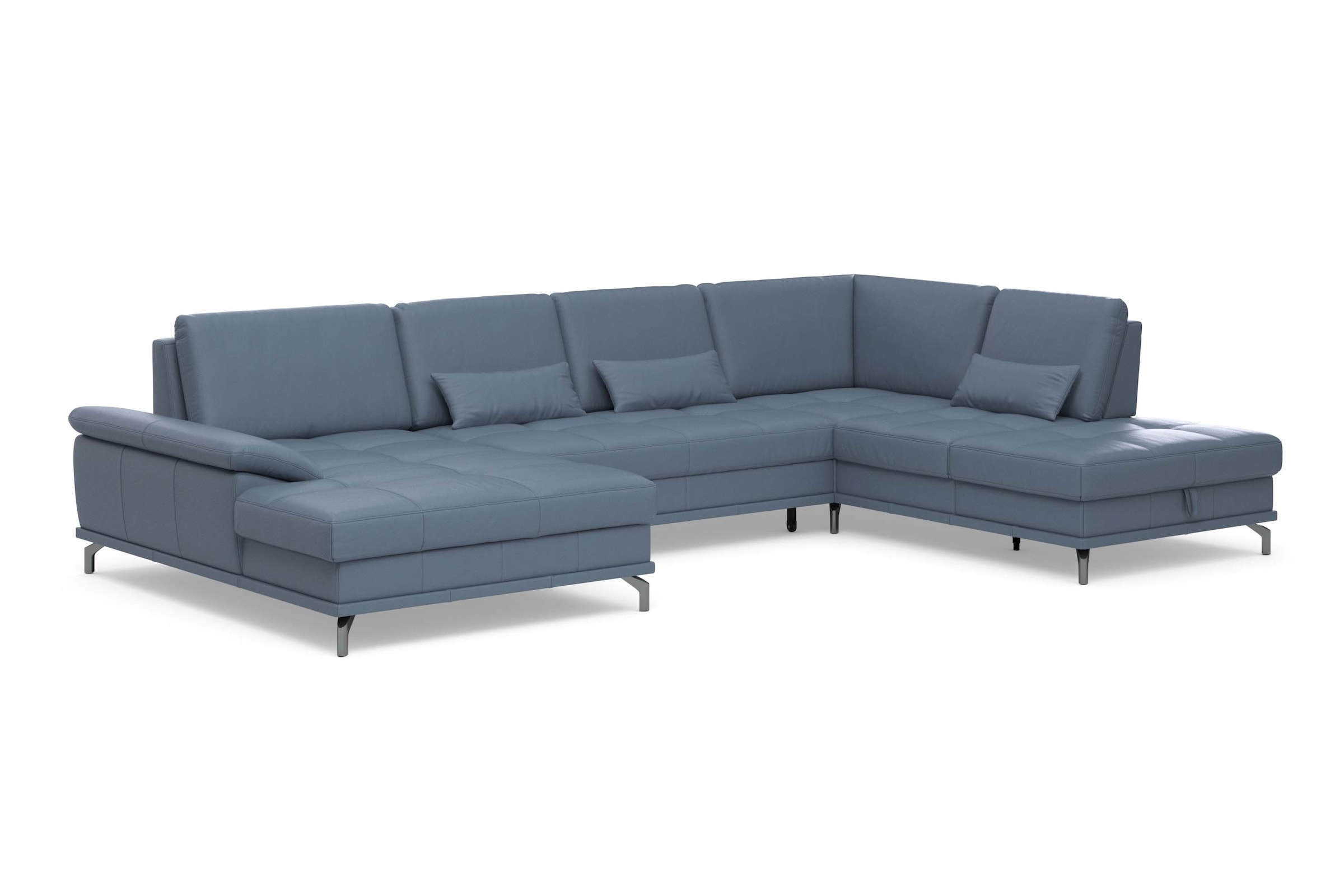 Places of Style Wohnlandschaft »Costello U-Form, mit Sitztiefenverstellung, Armteilverstellung und«, 3 Nierenkissen, optional Bettfunktion und Bettkasten