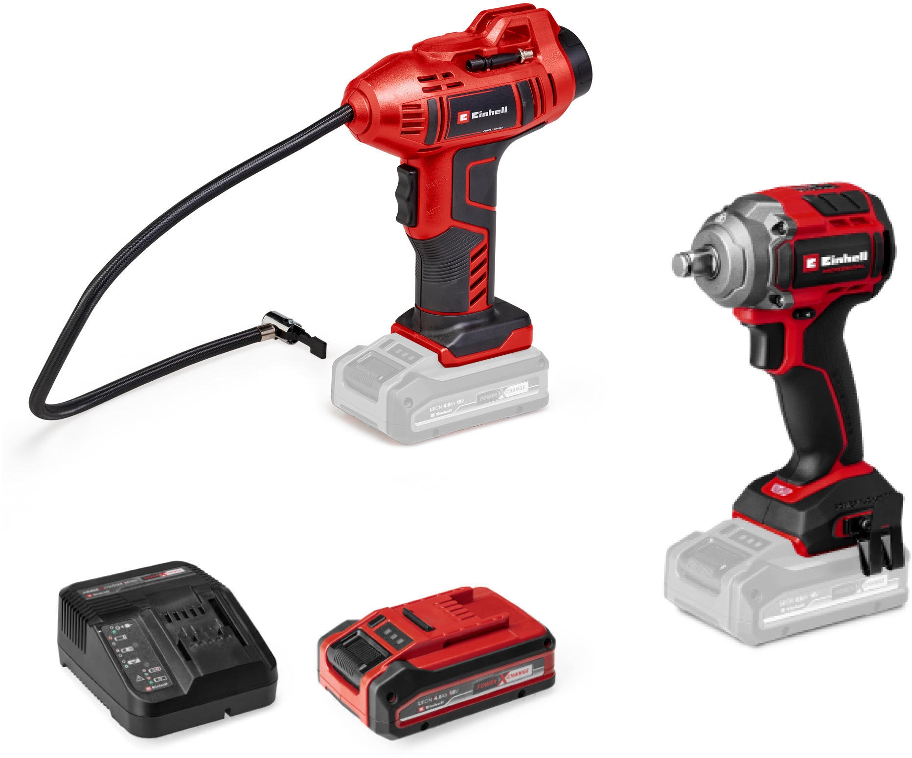 EINHELL Akku-Schlagschrauber "PROFESSIONAL Maschinen-Set TP-CW 18/350-C + CE-CC 18 Kit", schwarz, Schrauber, Inkl. Akku und Ladegerät