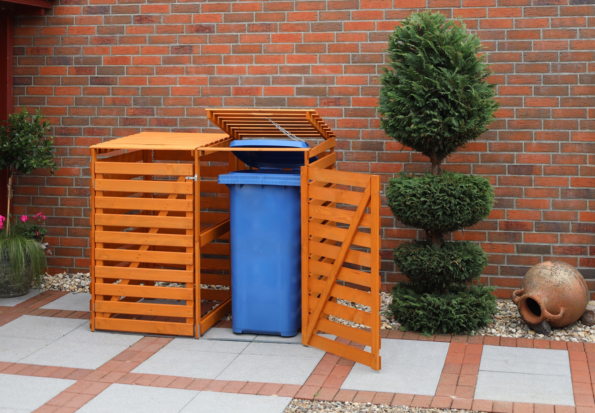 promadino Mülltonnenbox »Vario V«, für 2 x 240 l, braun
