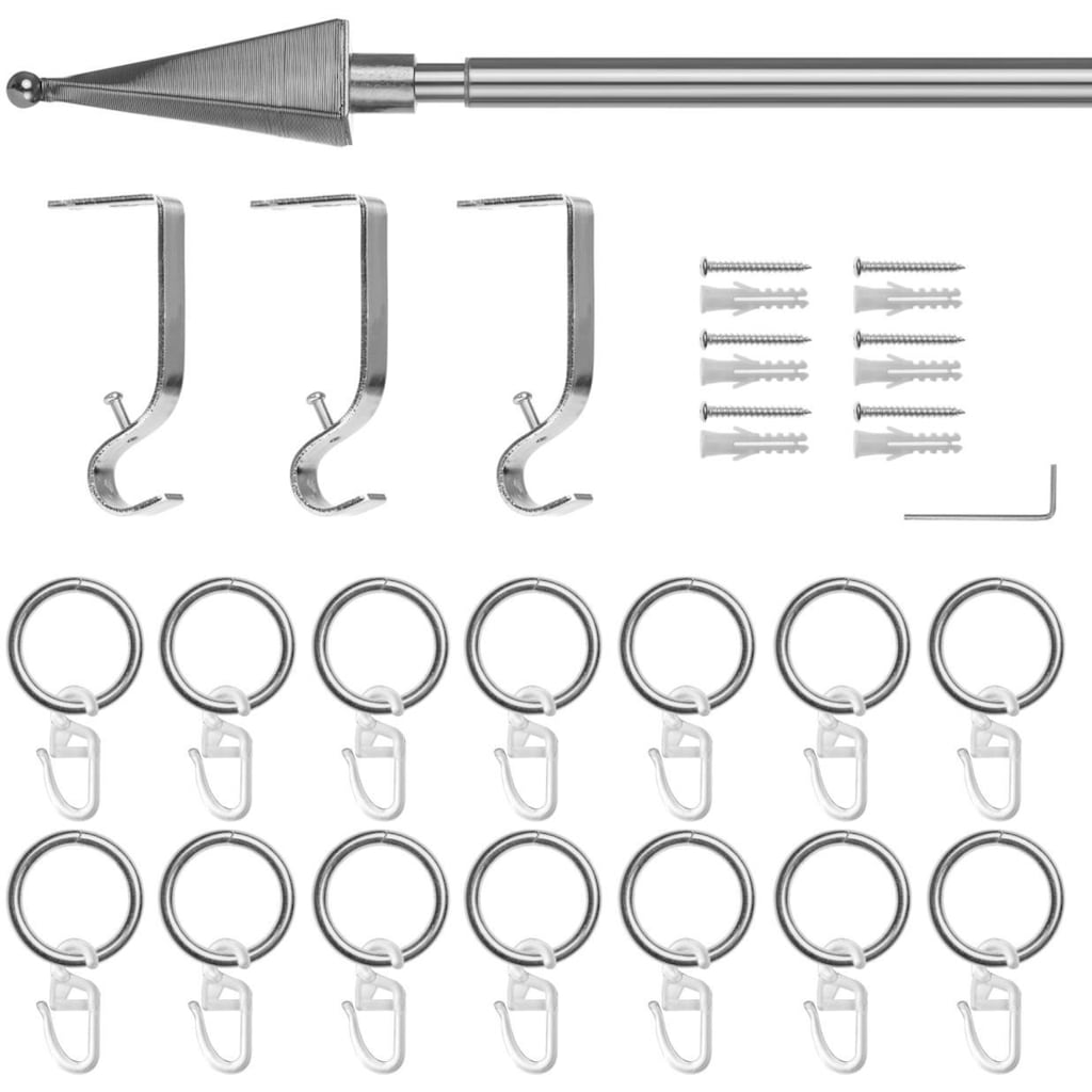 LICHTBLICK ORIGINAL Gardinenstange »Gardinenstange Pyramide, 16 mm, ausziehbar 130 - 240 cm«, 1 läufig-läufig, ausziehbar, Einläufige Vorhangstange mit Ringen für Gardinen und Stores.